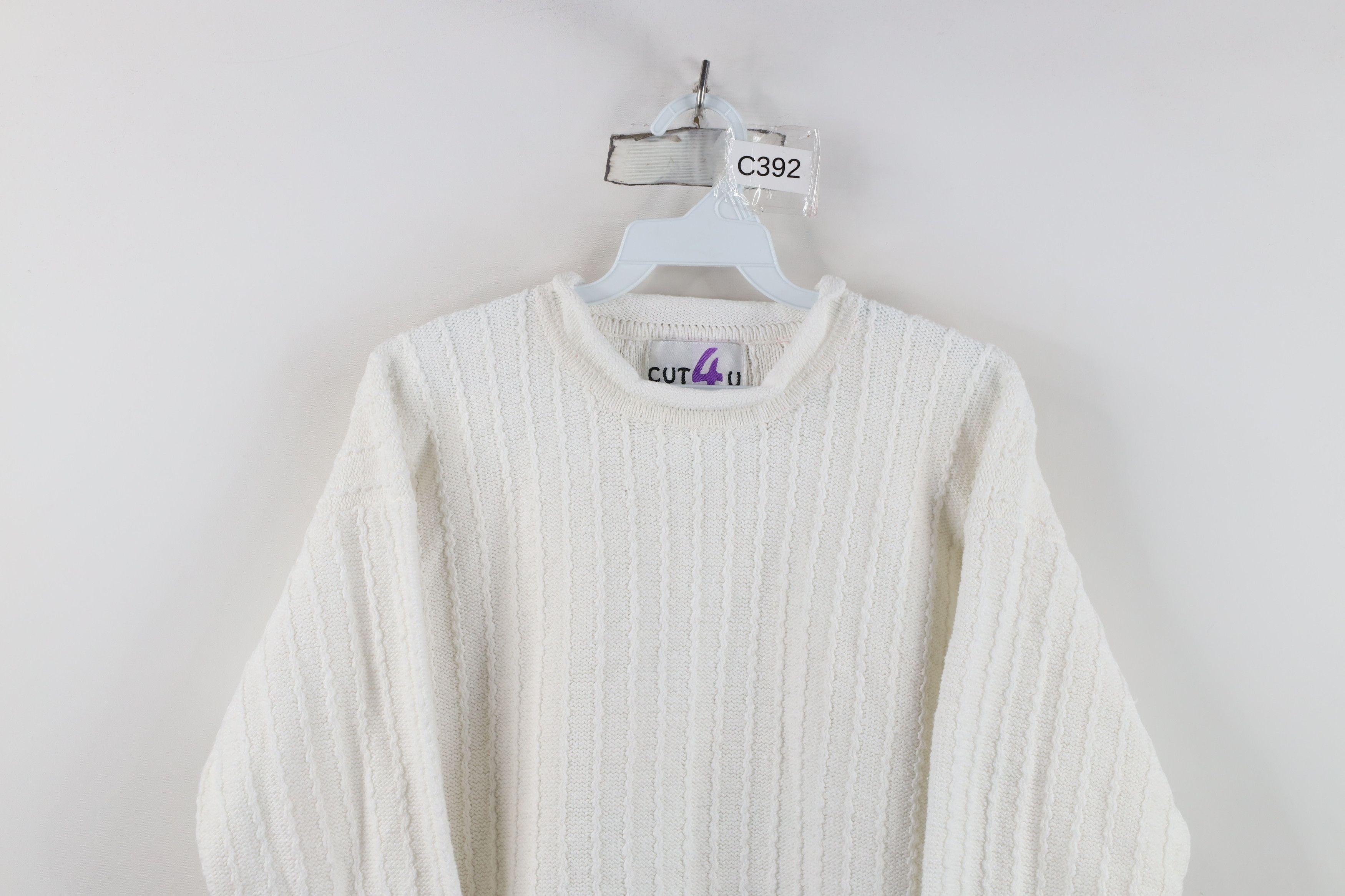 Vintage Vintage 90s Streetwear Ribbed Marled Knit Sweater White Size M / US 6-8 / IT 42-44 - 2 Thumbnail