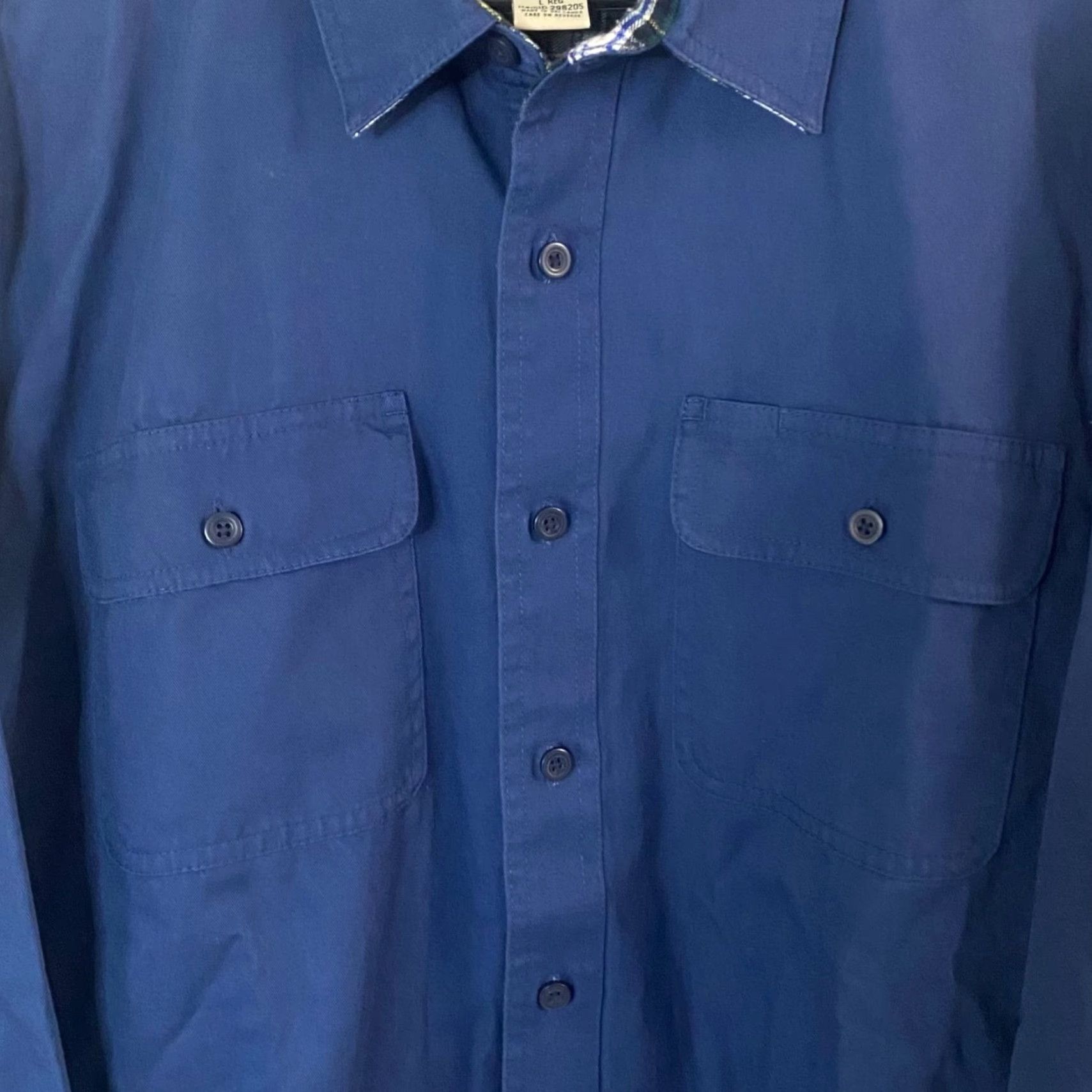 Vintage L.L. Bean Button-Up Work Shirt Shacket Mens Large Blue Plaid Lined Heavyweight Cotton Flannel Shirt Jacket Size US L / EU 52-54 / 3 - 6 Thumbnail