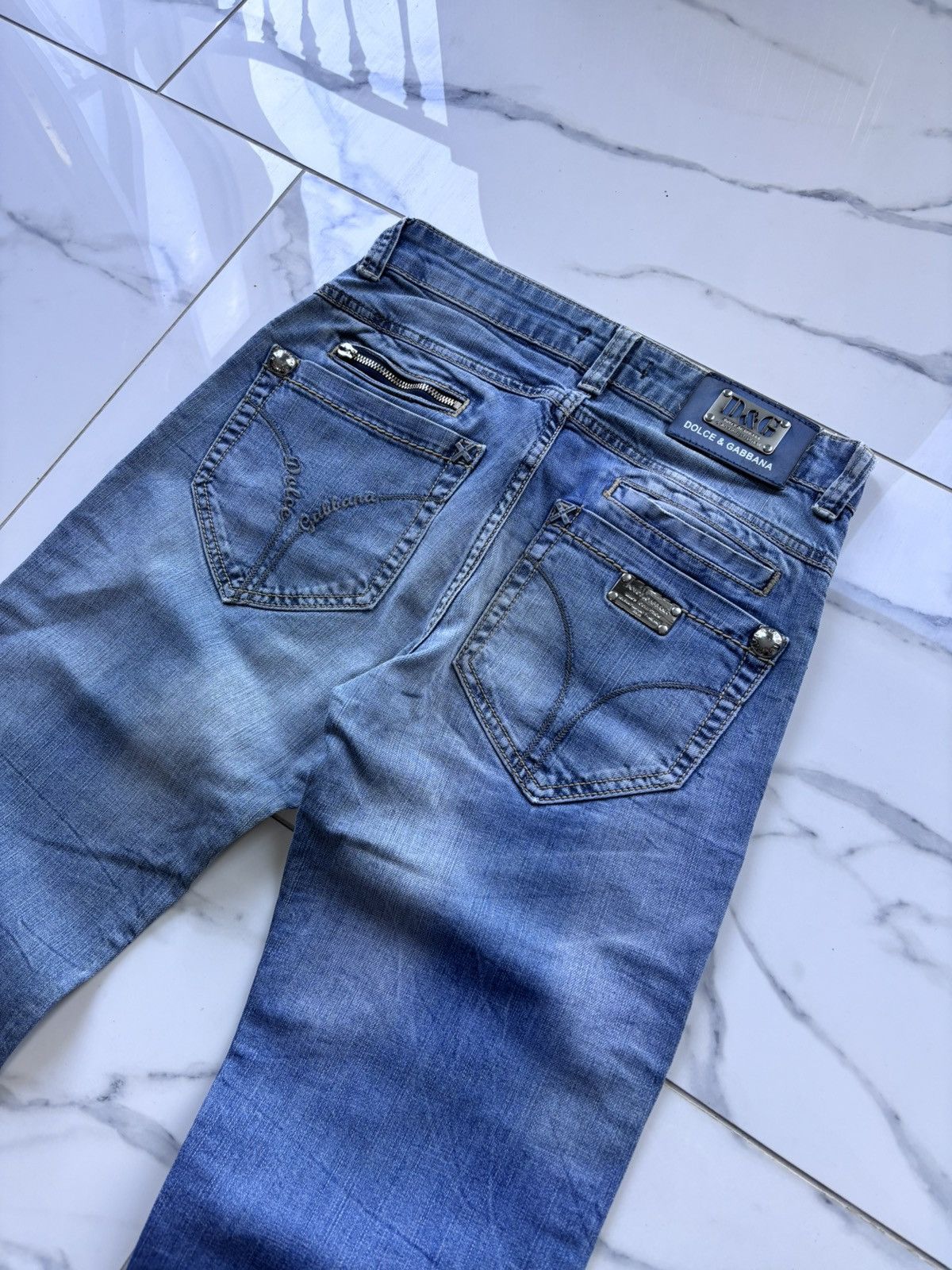 Dolce & Gabbana Vintage Y2K Dolce Gabbana Jeans 00’s Big Logo Washed Denim Size US 29 - 4 Thumbnail