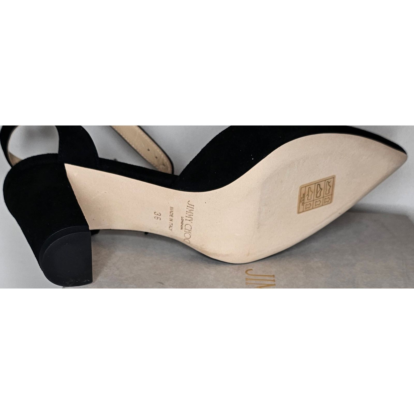 Jimmy Choo Jimmy Choo Black Suede Block Heels Ankle Strap Pointed Toe Size US 6 / IT 36 - 6 Thumbnail
