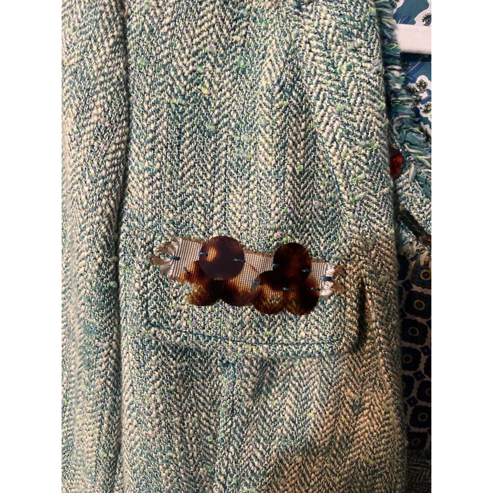 DOROTHEE SCHUMACHER Vtg Schumacher Designer Dress Jacket Green Blue Romania Size XS / US 0-2 / IT 36-38 - 14 Thumbnail