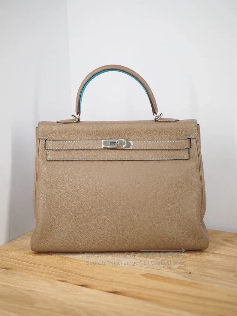 Hermes Elephant Gray Patchwork Silver Buckle Frame