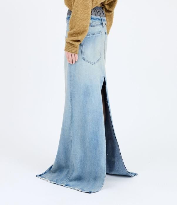 Maison Margiela o1bcso1str0526 Long Denim Skirt in Light Blue Size 26" / US 2 / IT 38 - 6 Thumbnail