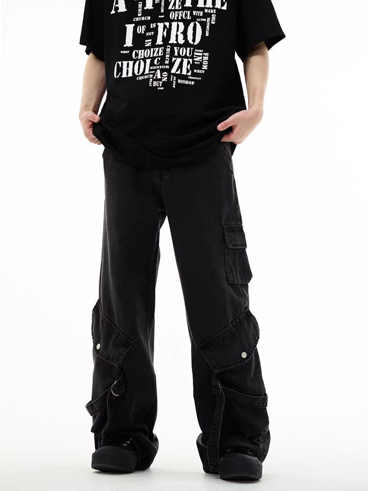 Japanese Brand × Jean Vintage Workwear Straight Leg Black Street Jeans Size US 32 / EU 48 - 2 Thumbnail