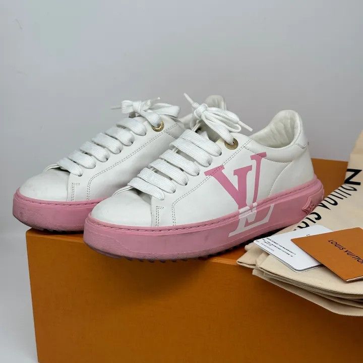 Louis Vuitton Louis Vuitton Time Out Low-Top Sneakers in White Pink 0079 Size US 6 / IT 36 - 1 Thumbnail