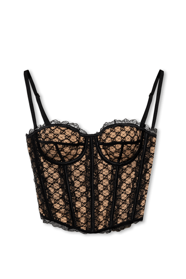 oc11z0126 GG Net Corset Top In Black/Nude