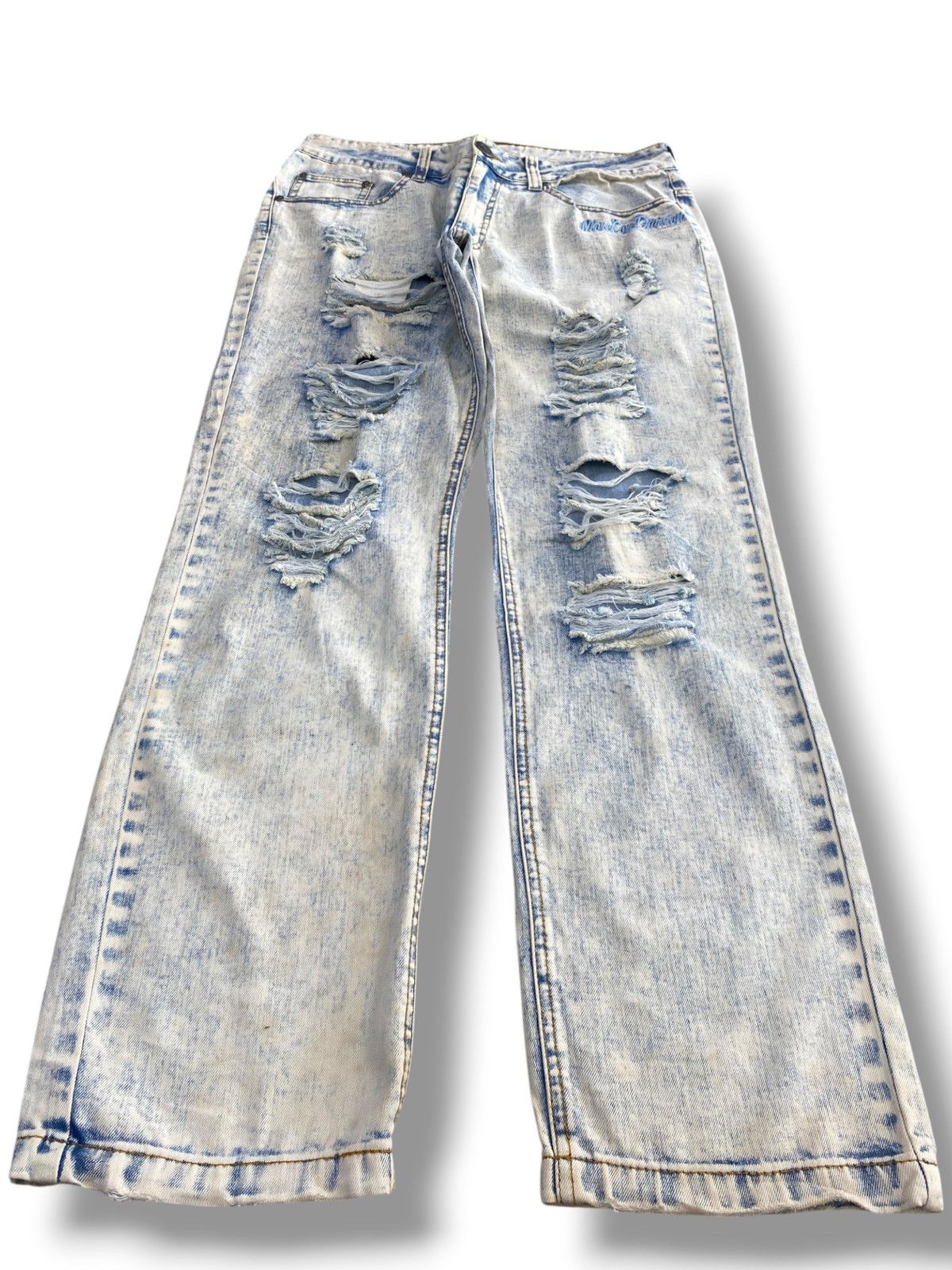 Japanese Brand M.C.D Brand Light Acid Wash Style Distressed Jeans Size US 32 / EU 48 - 1 Thumbnail