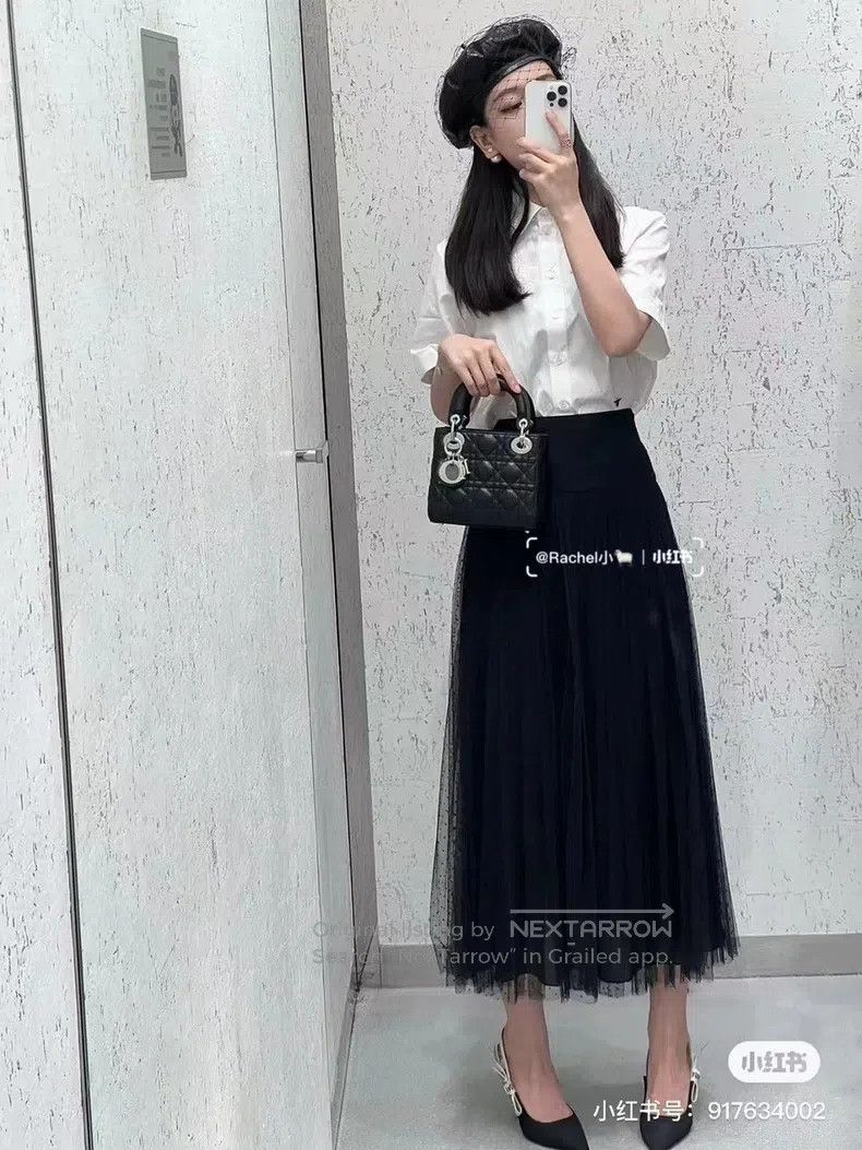 Dior Dior Black plush polked dot mesh skirt Size 24" / US 00 / IT 34 - 8 Thumbnail