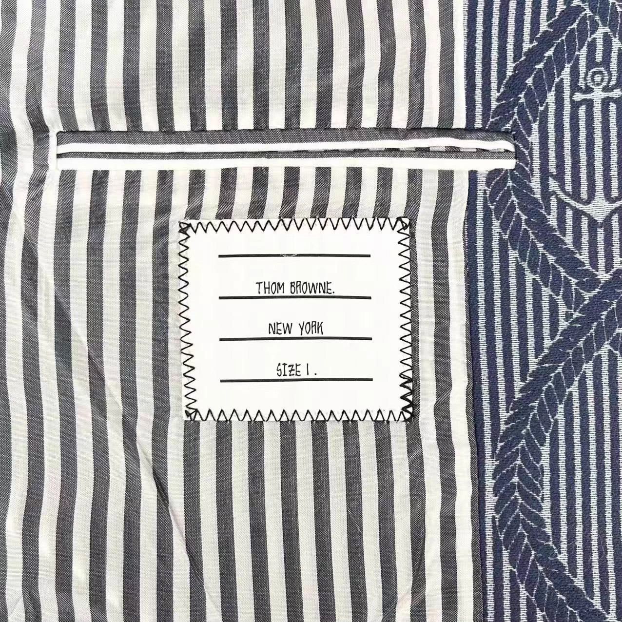 Thom Browne Thom Browne Anchor Stripe Logo Leather Snap Baseball Jkt 1 Size US S / EU 44-46 / 1 - 5 Thumbnail