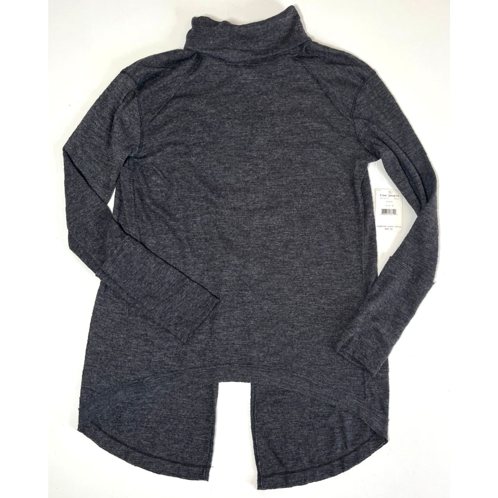 Free People VINTAGE Free People We The Free Turtleneck Top Split Back M Women Black NWT Size M / US 6-8 / IT 42-44 - 5 Thumbnail