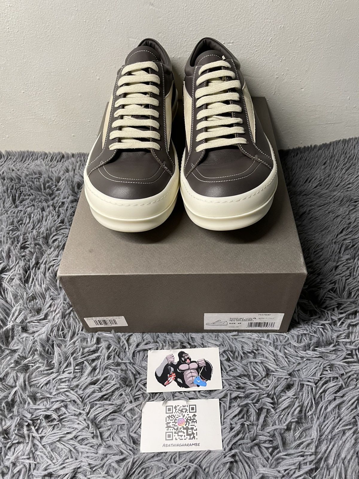 Rick Owens Rick Owens Vintage Sneaks Leather DrkDust/Milk Size US 12 / EU 45 - 3 Thumbnail