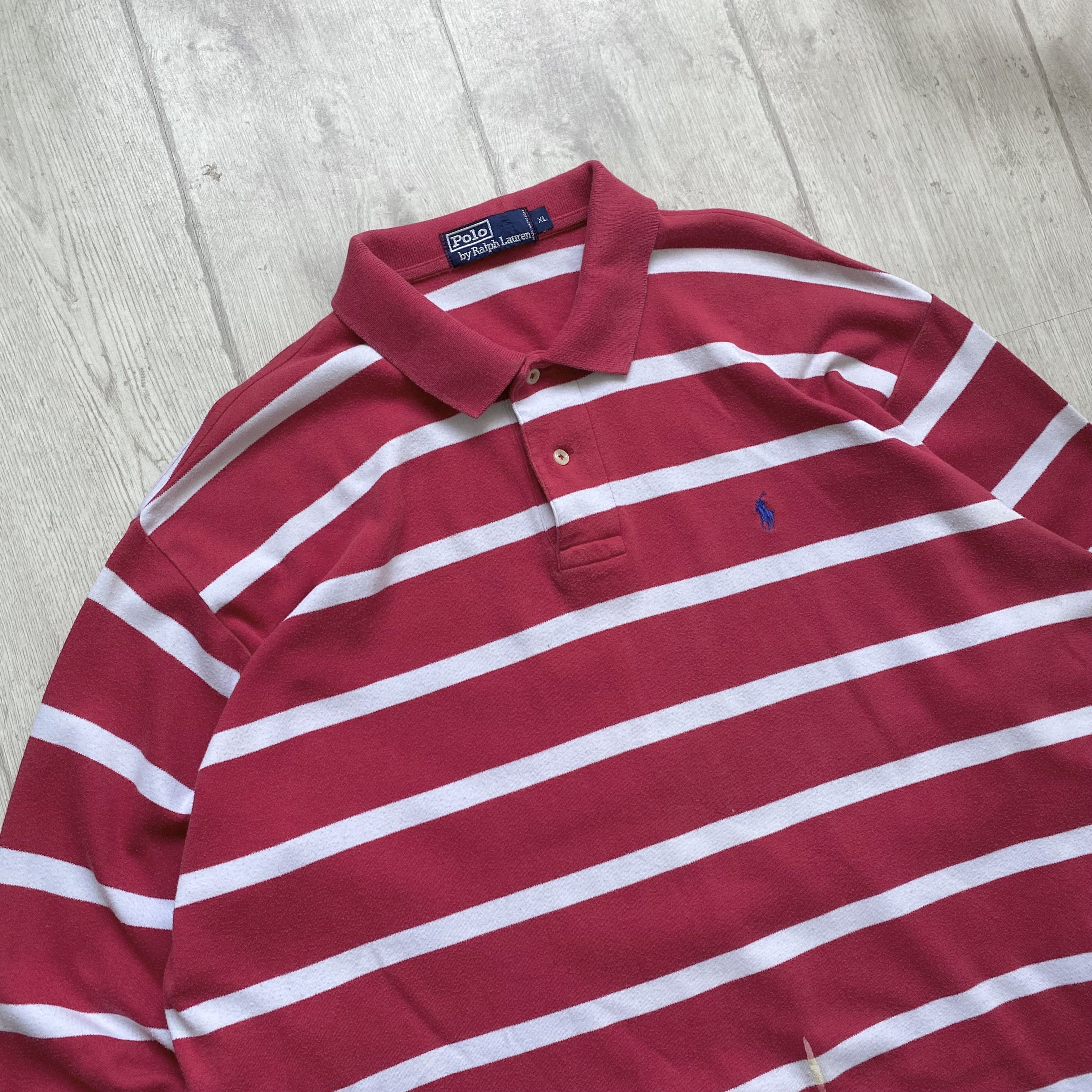 Polo Ralph Lauren Vintage 90s Trashed Polo Ralph Lauren Striped rugby shirt Size US XL / EU 56 / 4 - 2 Thumbnail