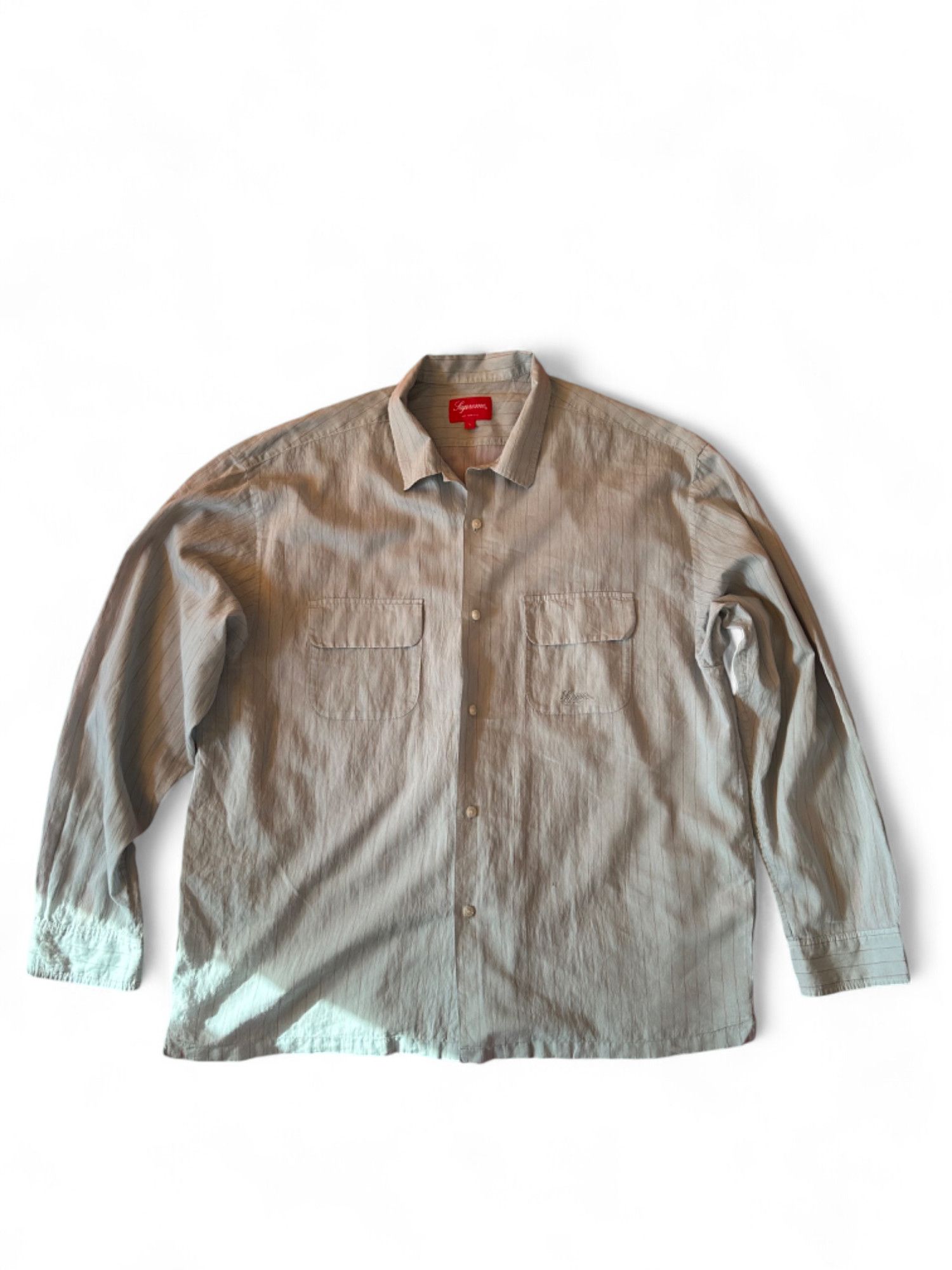 Supreme Supreme Pinstripe Linen Shirt SS2023 Size US L / EU 52-54 / 3 - 6 Thumbnail