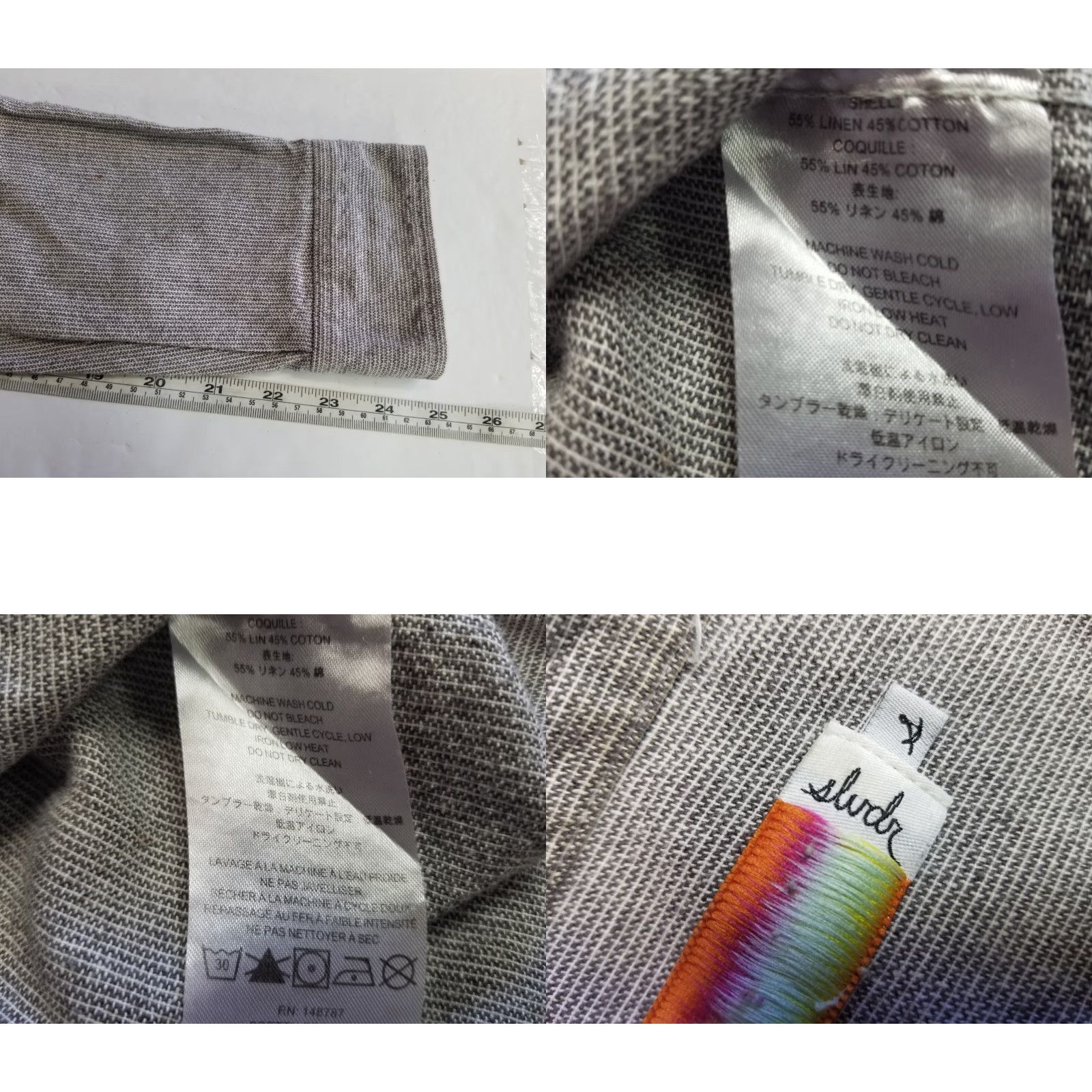 Vintage Sludr Shirt Mens Gray Button Up Linen Blend Long Sleeve shirt Size Small Size US S / EU 44-46 / 1 - 8 Thumbnail