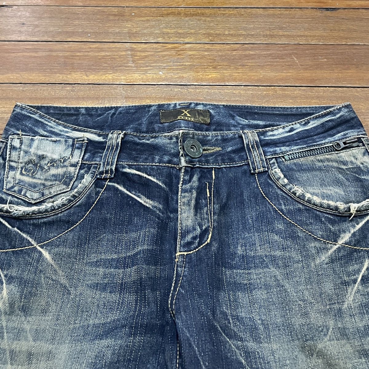 14th Addiction Very Rare Design Vintage Brand Xfrm Flash Flared Jeans 1990s Size US 30 / EU 46 - 3 Thumbnail