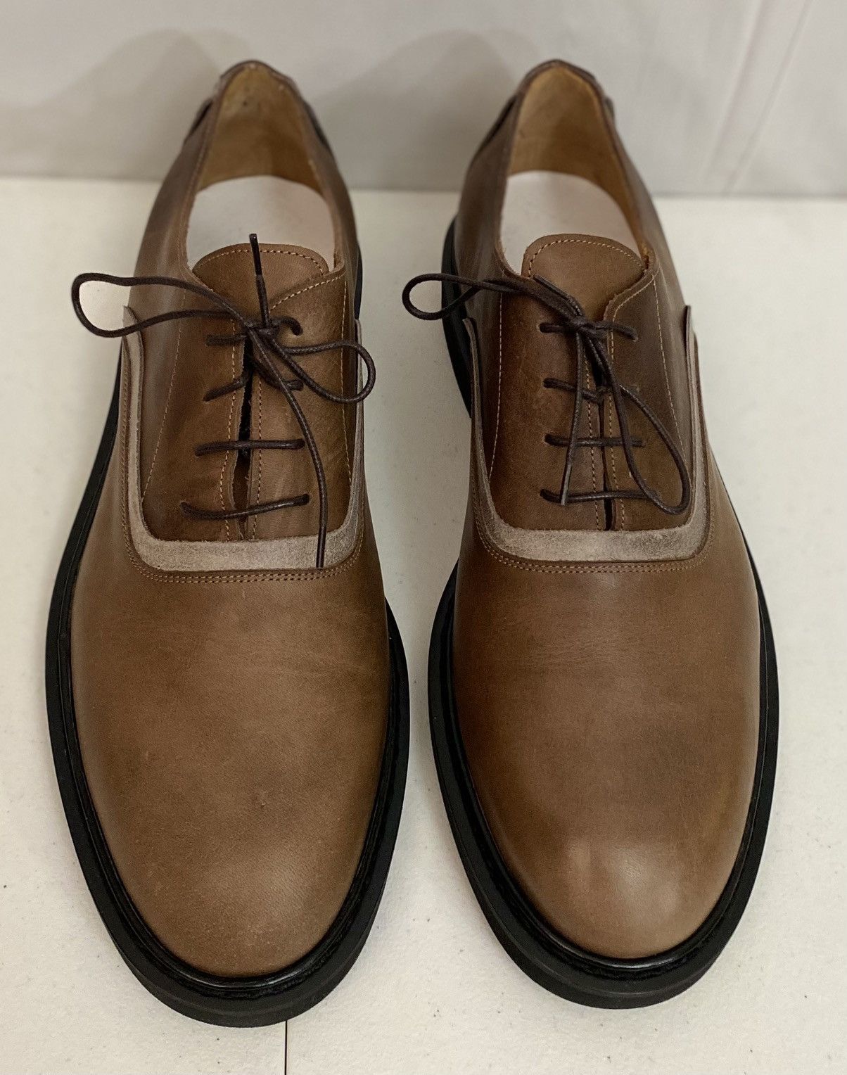 Maison Margiela Maison Margiela 22 🇮🇹 Brown Leather Suede Trim Oxfords 12 New Size US 12 / EU 45 - 9 Thumbnail