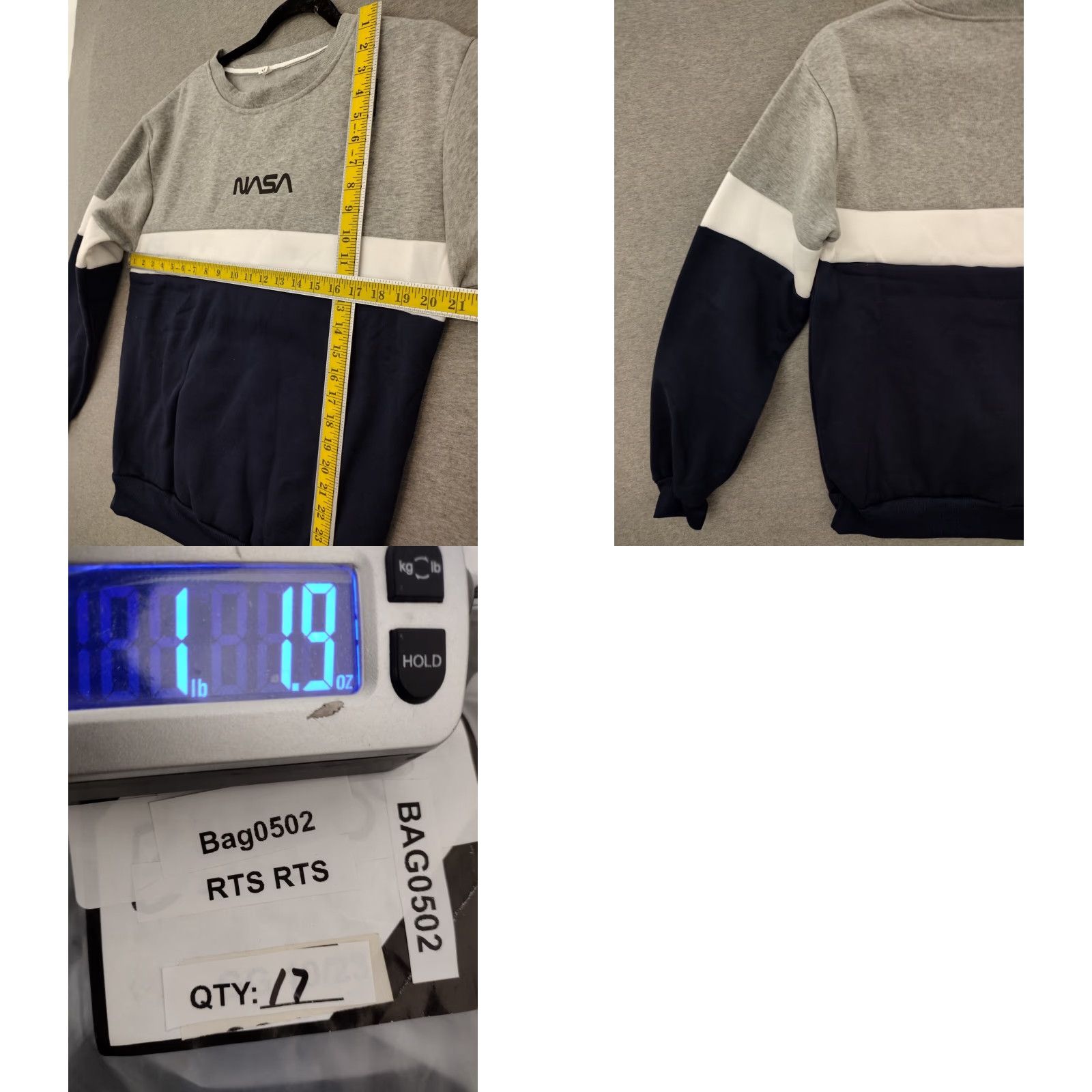 NASA NASA Graphic Sweatshirt Color Block Grey/White/Black M - Unisex Cotton Blend Crew Neck Pullover, NASA Logo, Long Sleeve Size US M / EU 48-50 / 2 - 9 Thumbnail