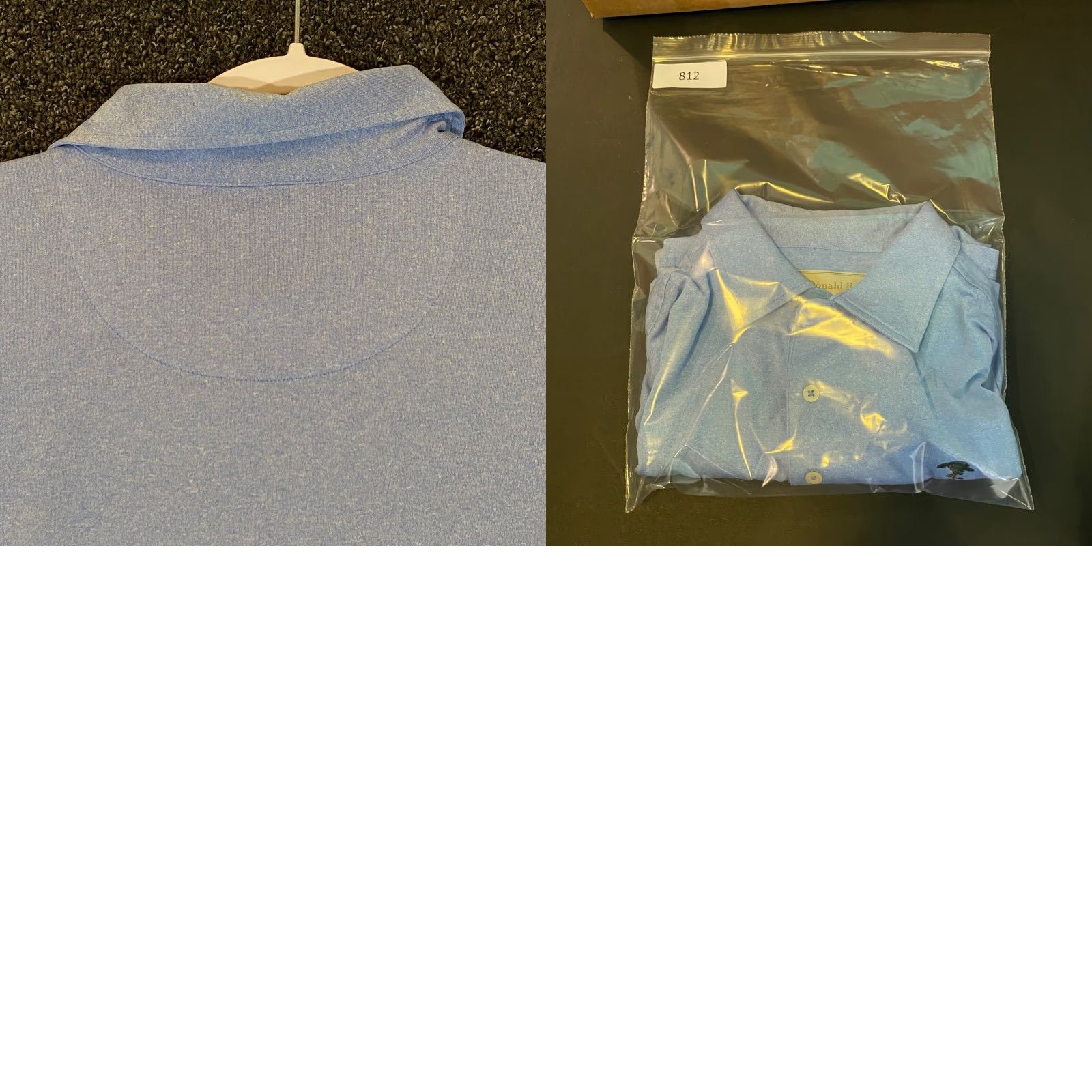 Vintage DONALD ROSS Polo Mens Large Blue Tree Chopping Course Performance Golf Shirt S/S Size US L / EU 52-54 / 3 - 8 Thumbnail