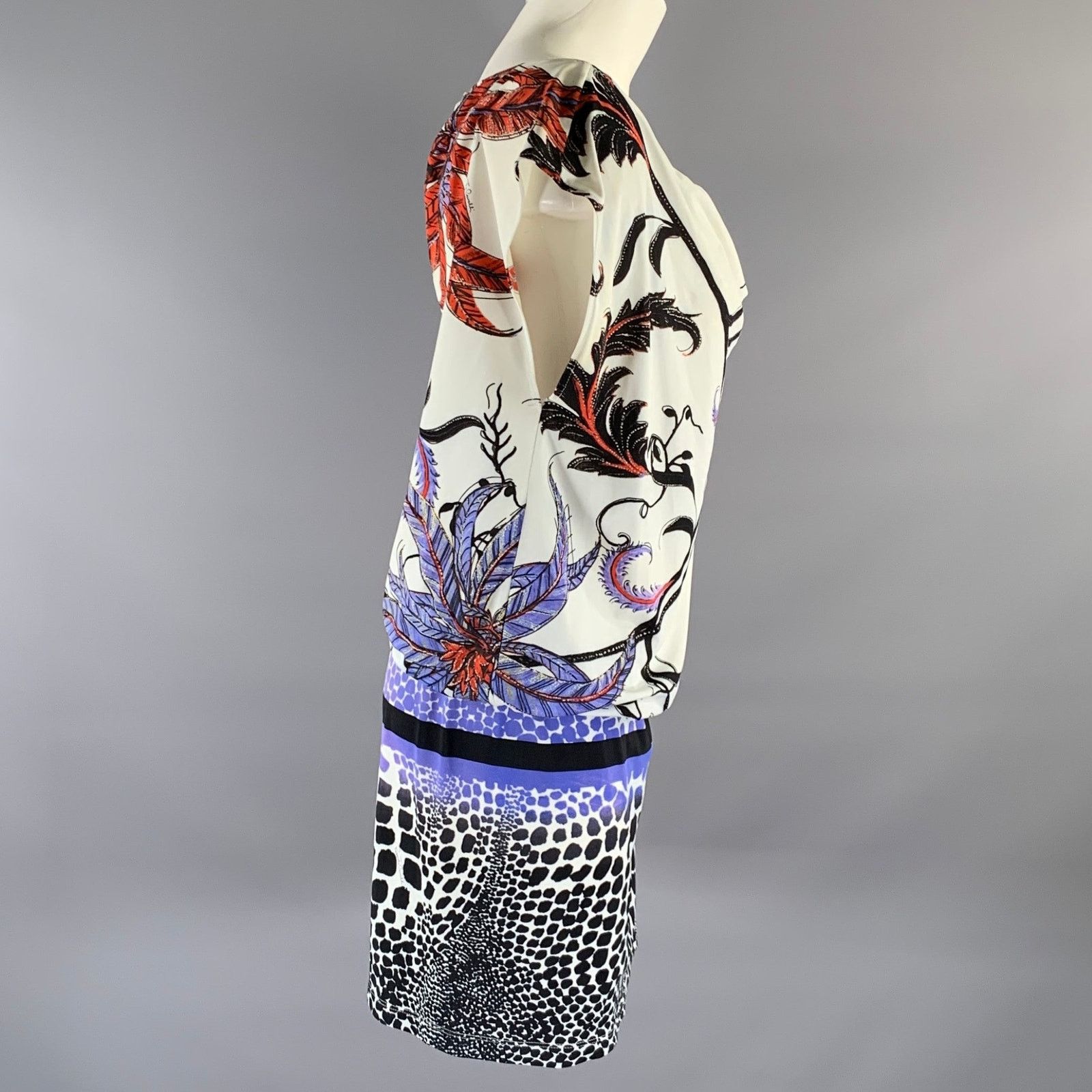 Roberto Cavalli ROBERTO CAVALLI Size M Nylon Blend Feather Drop Waist Dress Size M / US 6-8 / IT 42-44 - 3 Thumbnail