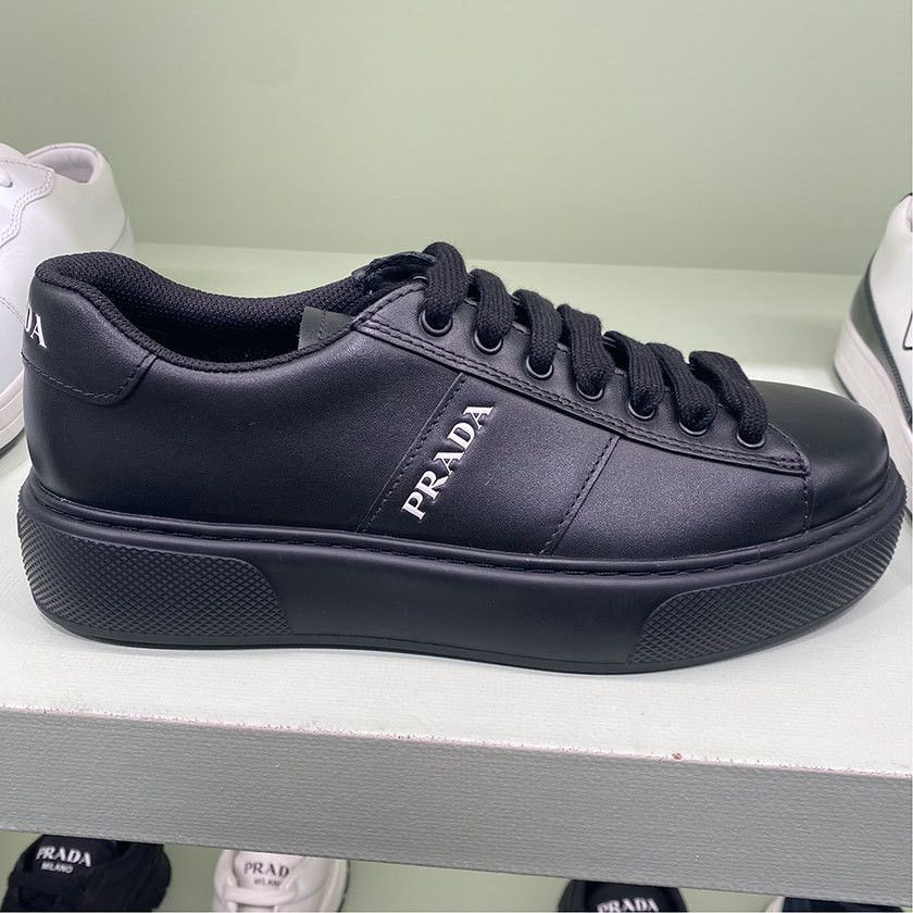 Prada o1la1rc1a0925 Logo Leather Sneakers in Black Size US 9 / EU 42 - 3 Thumbnail