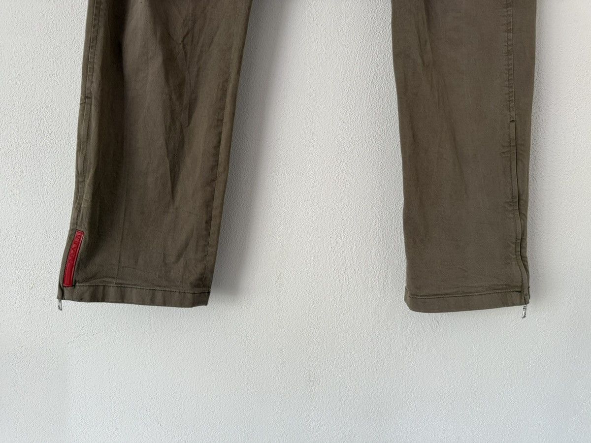 Prada Brown Cotton Zip Pants with Red Tab Detail Size US 38 / EU 54 - 4 Thumbnail
