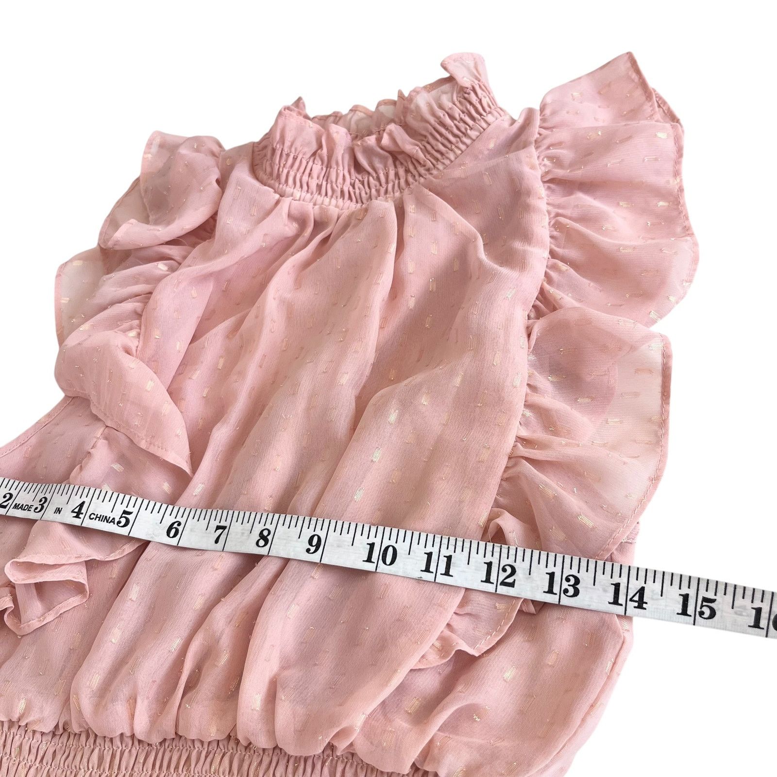 Other Avec Les Filles Pink Ruffled Smocked Sleeveless Maxi Dress Size S / US 4 / IT 40 - 7 Thumbnail