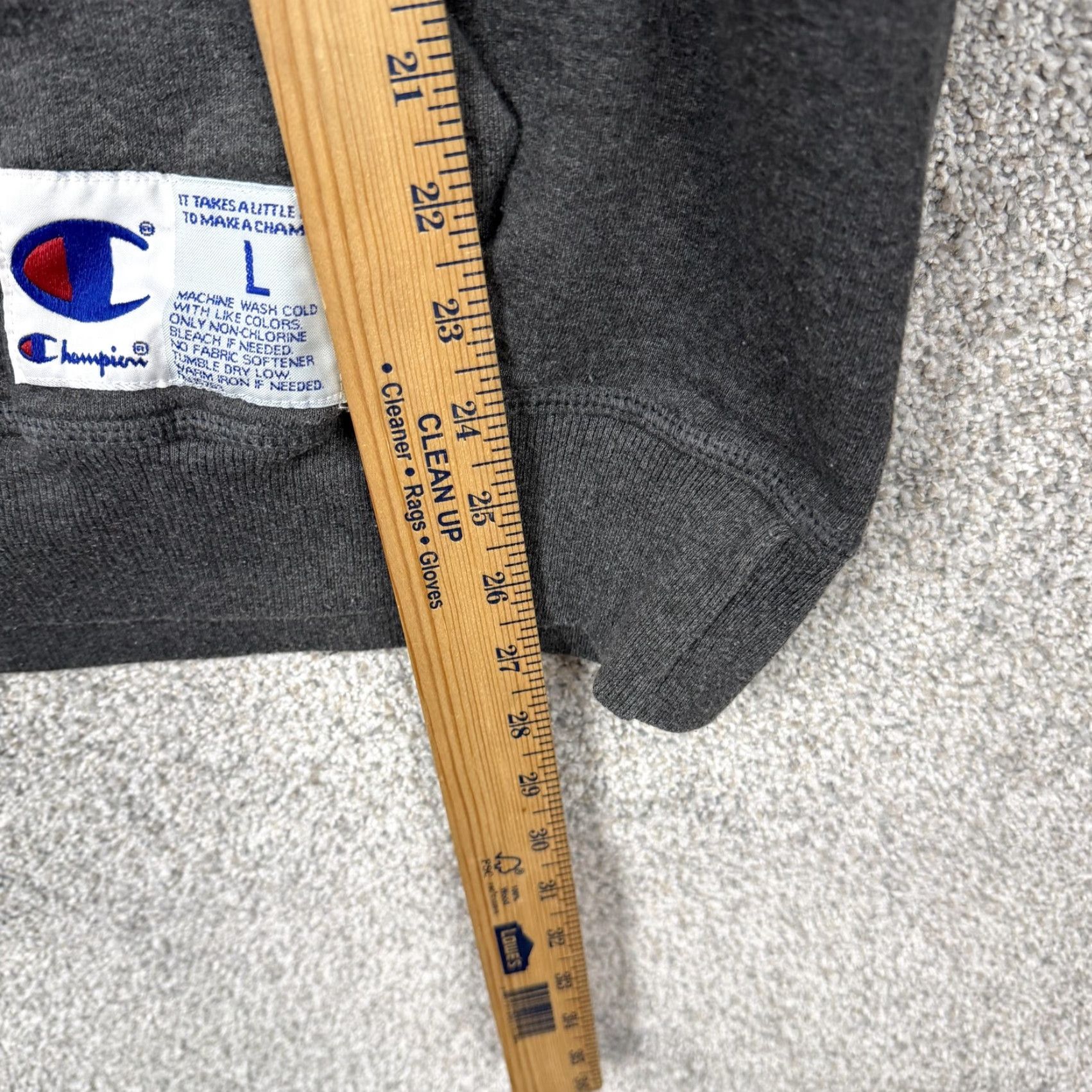 Champion Champion Hoodie Mens Large Gray Script Logo Fleece Pullover Sweatshirt Athletic Size US L / EU 52-54 / 3 - 3 Thumbnail