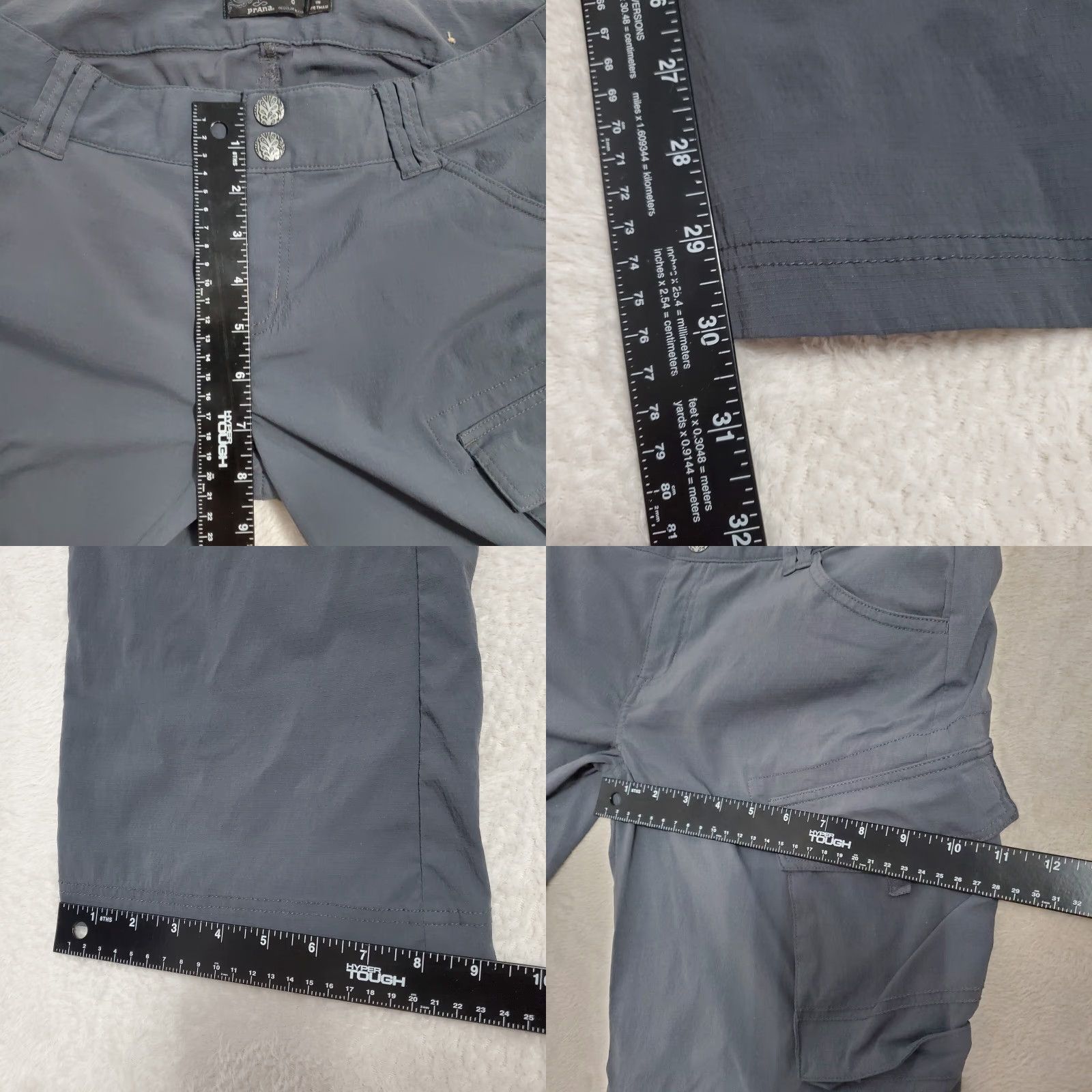 Prana prAna Pants Women 8 Gray Cargo Convertible Nylon Travel Outdoor Hiking Gorpcore Size 30" / US 8 / IT 44 - 9 Thumbnail