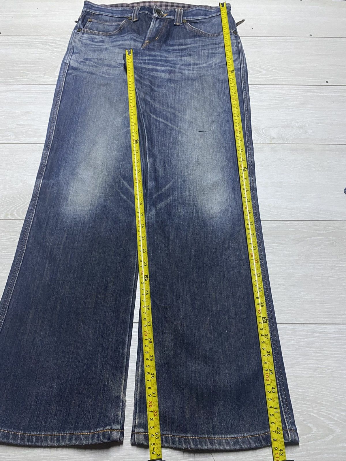 Junya Watanabe Vintage Edwin 503 Blue Trip Whisker Little Bootcut Jeans Size US 33 - 16 Thumbnail