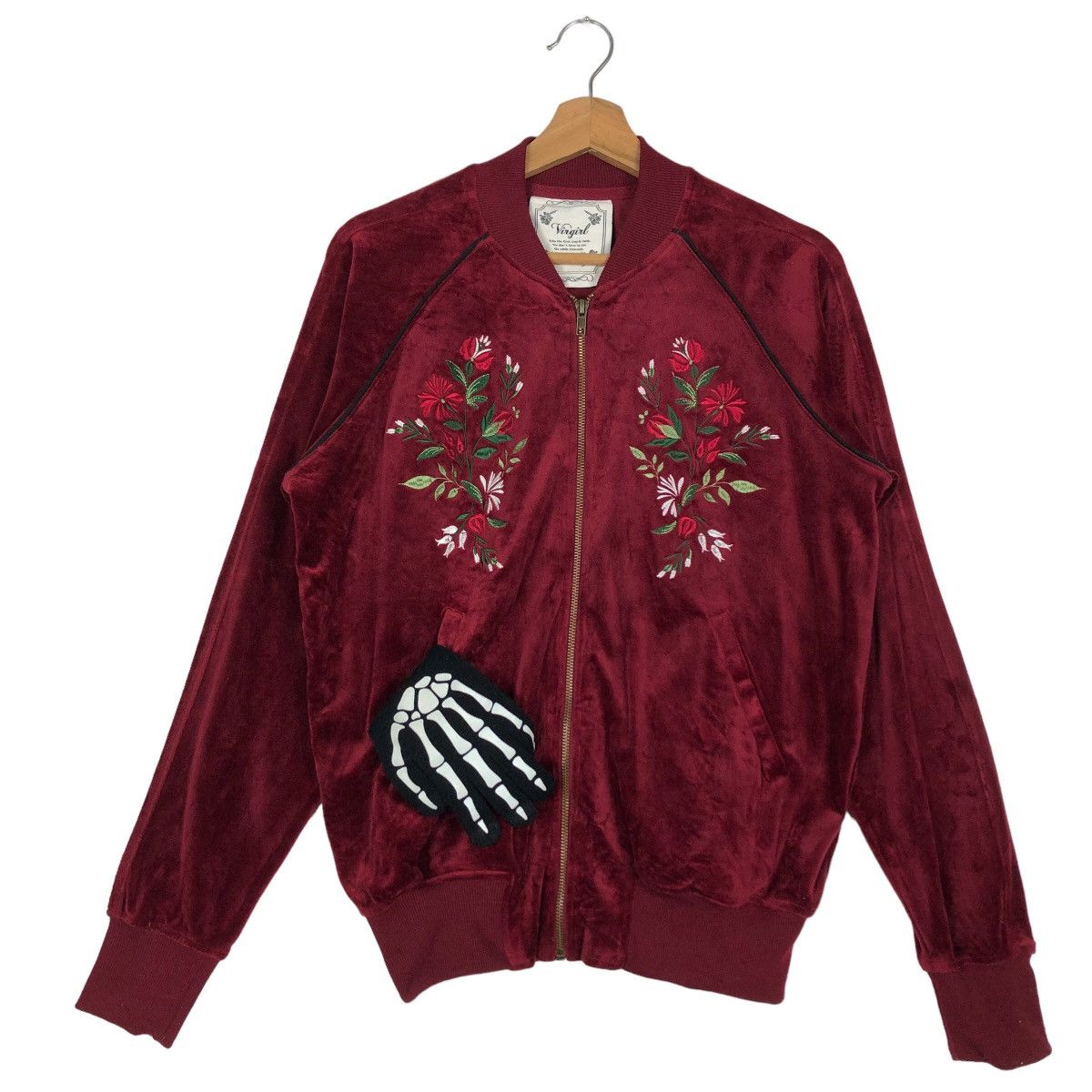 Japanese Brand 🔥Velvet Bomber Jacket Flower Big Logo Virgirl Japan Made Size US M / EU 48-50 / 2 - 2 Thumbnail