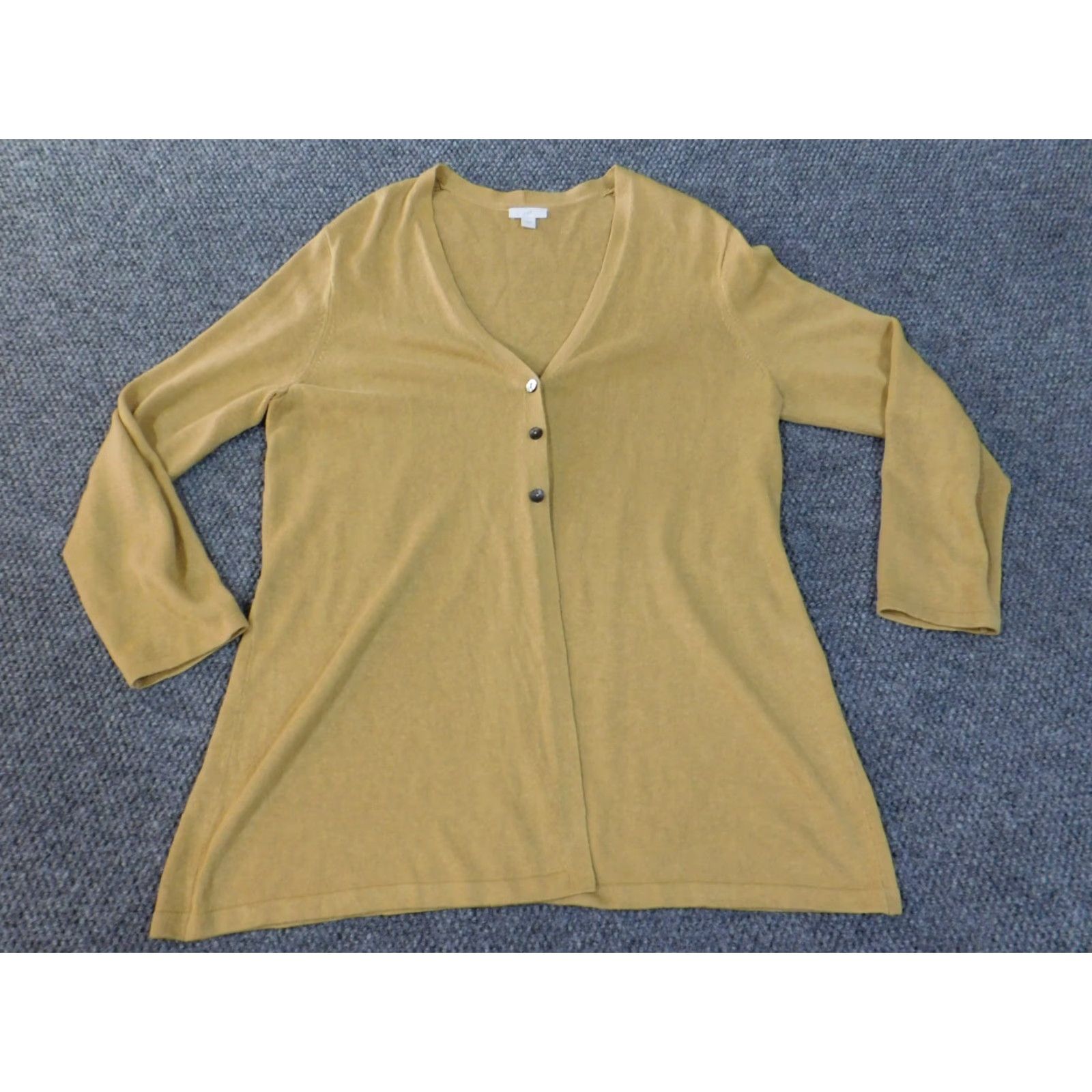 J. Jill J. Jill Cardigan Sweater Womens Beige Linen Rayon V-Neck Button Open Long Sleeve L Regular Knit Rugby Style Vintage: No Size L / US 10 / IT 46 - 4 Thumbnail