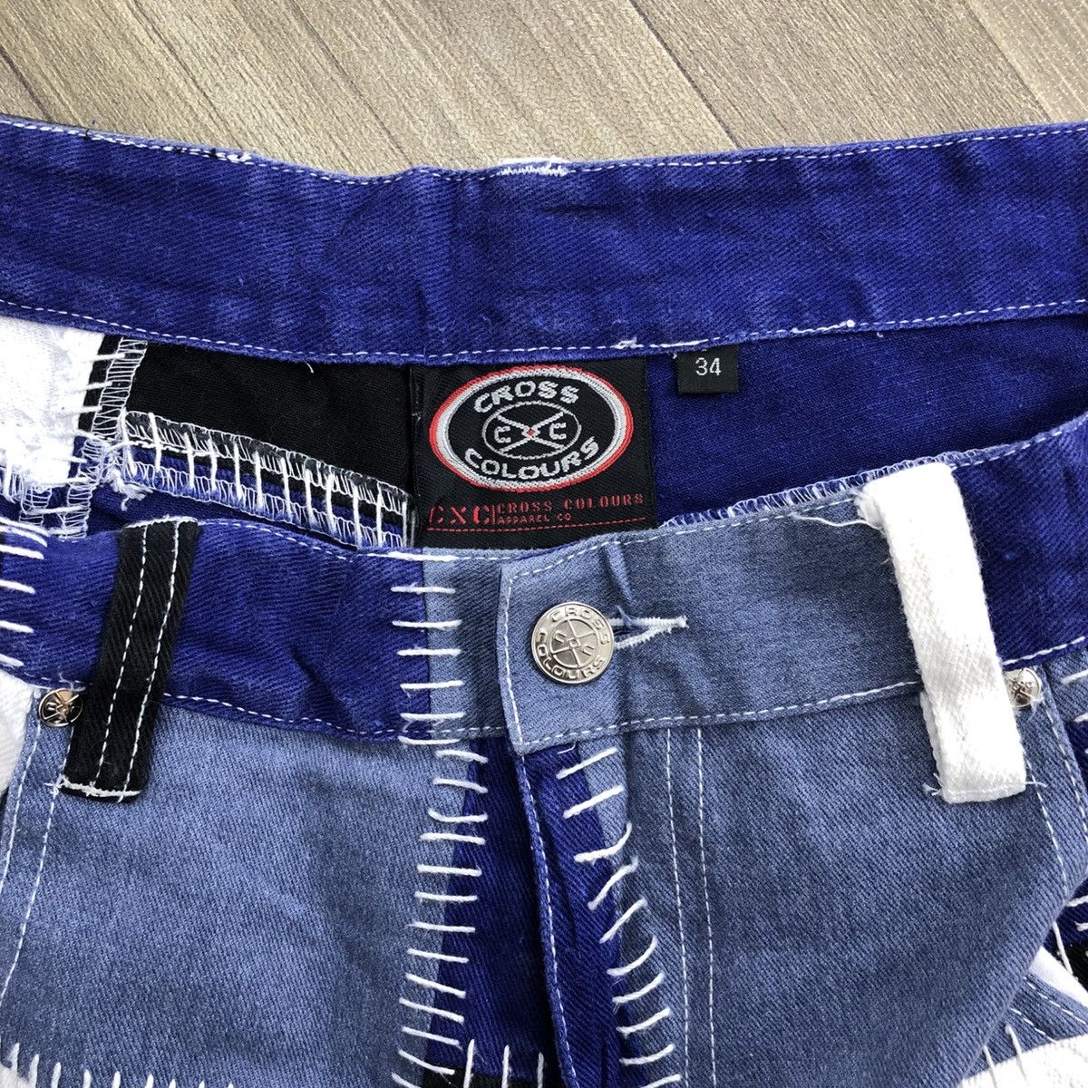 Cross Colours RARE💥 Cross Colours Patchworks JNCO Style Baggy Pants Size US 34 / EU 50 - 6 Thumbnail