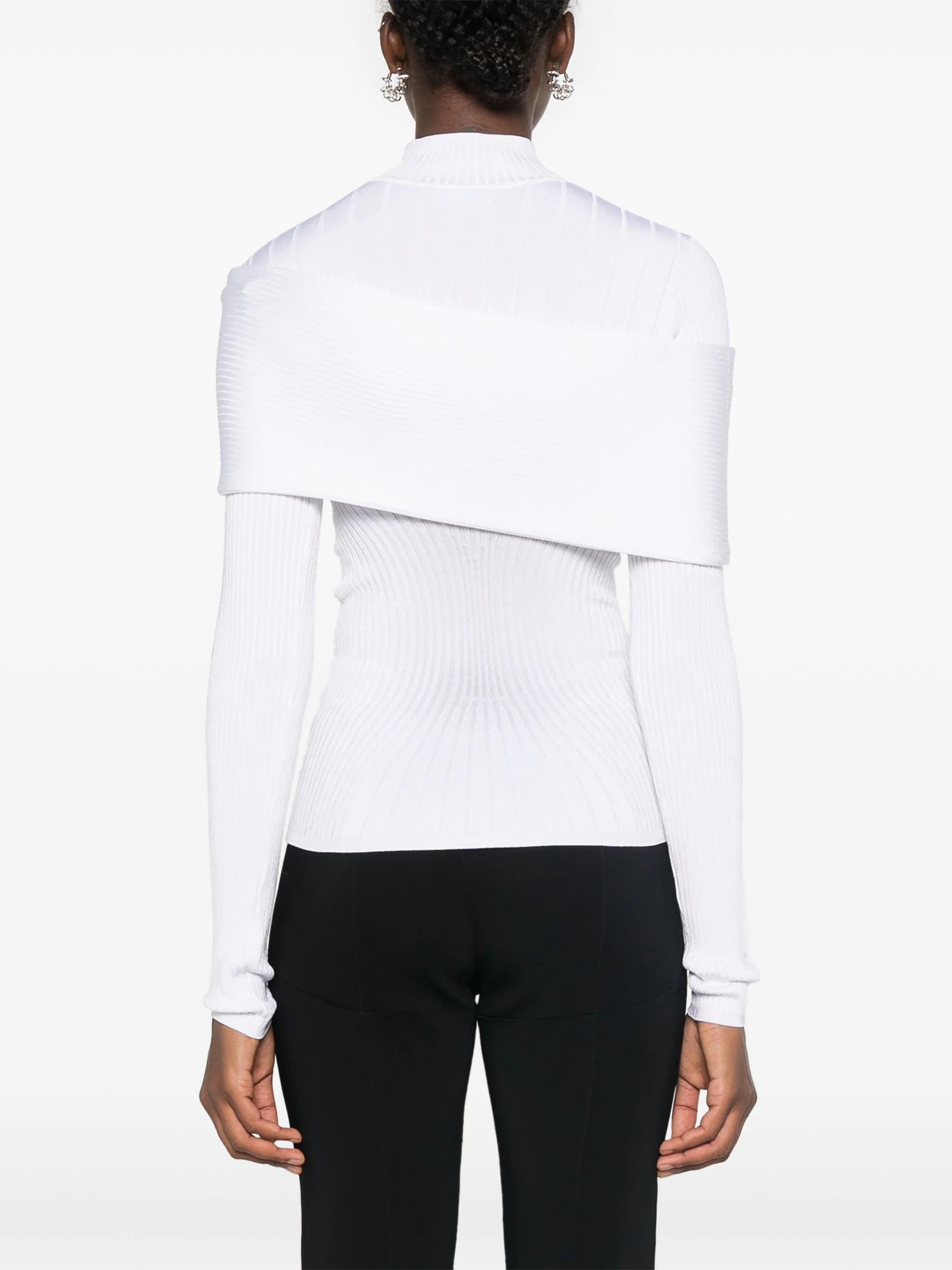 Mugler o1s22i1n1024 Long-Sleeved Top in White Size M / US 6-8 / IT 42-44 - 4 Thumbnail