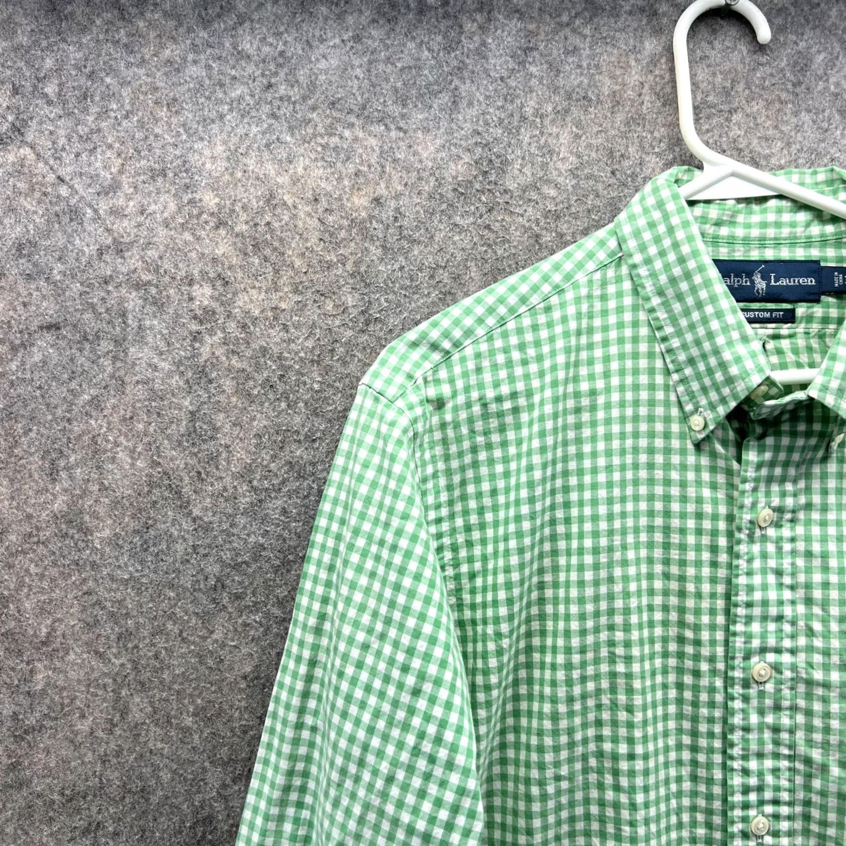 Ralph Lauren VINTAGE Ralph Lauren Shirt Men Large Adult Green White Gingham Button-Down Pony Shirt Boys? Size US L / EU 52-54 / 3 - 3 Thumbnail