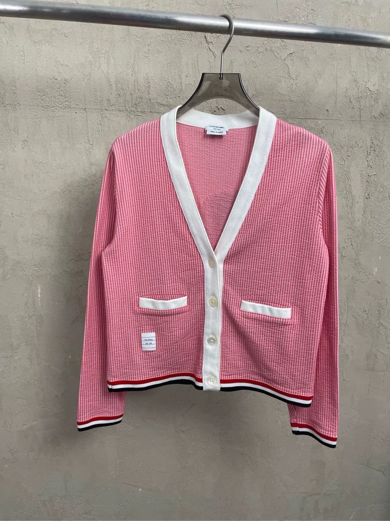 Thom Browne Thom browne Pink and white striped back sequin badminton ca Size S / US 4 / IT 40 - 1 Thumbnail