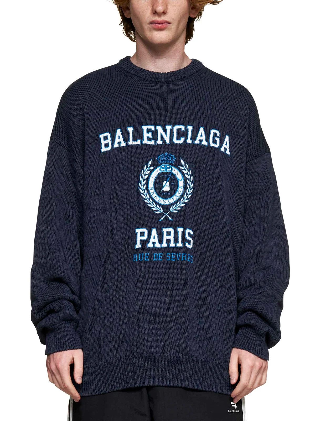 Balenciaga o1mle0924 College Crest Crewneck in Navy Blue Size US L / EU 52-54 / 3 - 4 Thumbnail
