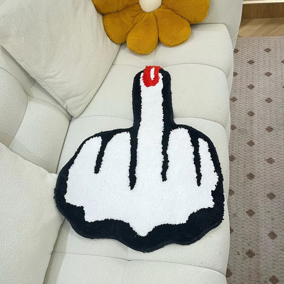 Japanese Brand Red Middle Finger Shaped Bedside Rug Size ONE SIZE - 5 Thumbnail