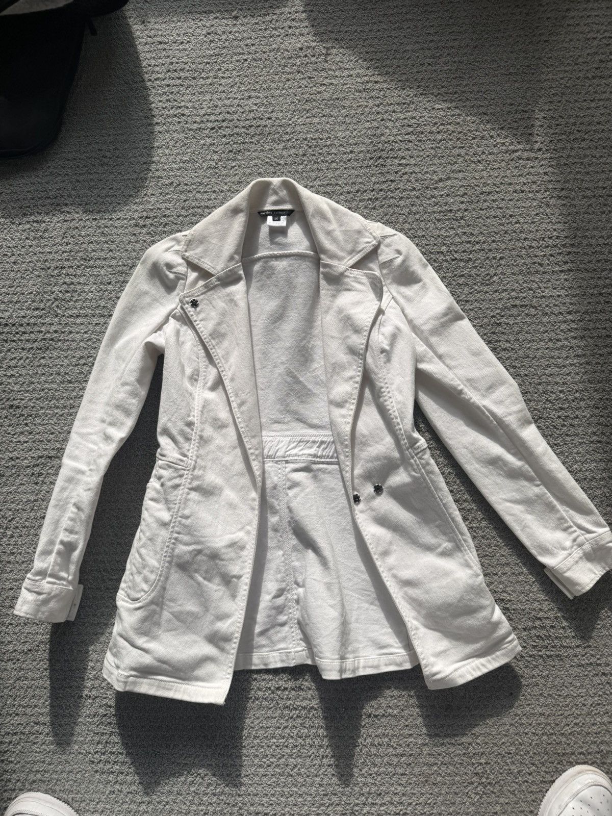 Martine Sitbon French 00s vintage Martine Sitbon designer white denim coat Size S / US 4 / IT 40 - 1 Thumbnail