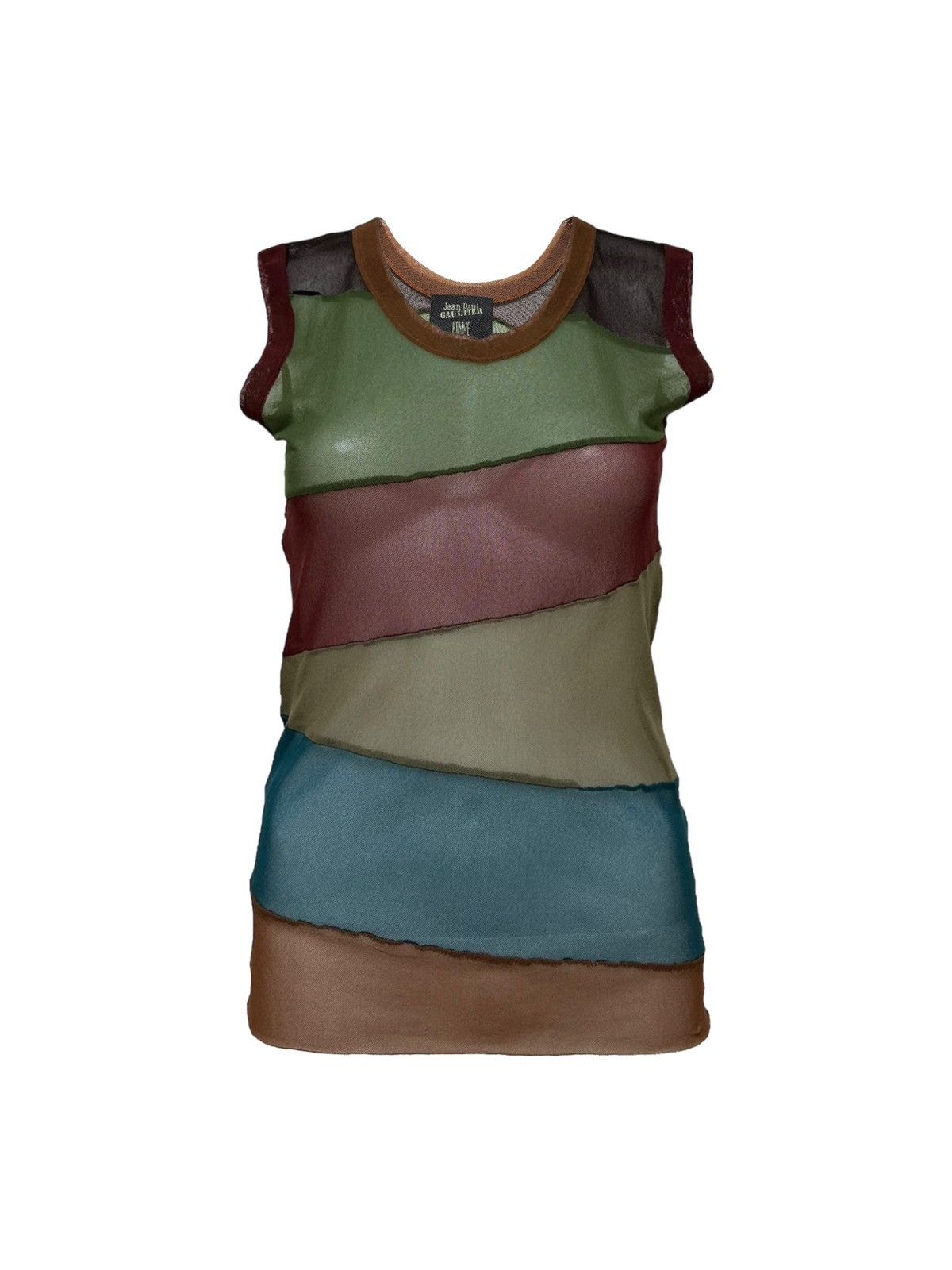 Jean Paul Gaultier JEAN PAUL GAULTIER 1990s Patchwork Panelled Mesh Tank Top Size US M / EU 48-50 / 2 - 1 Thumbnail