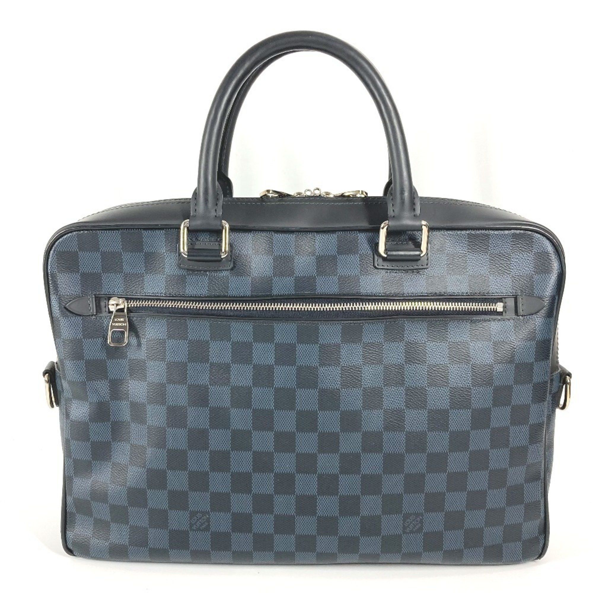Louis Vuitton N41347 Damier Cobalt Porte Document Business Pdb Bag Tote Handbag Canvas Men's Navy in Blue