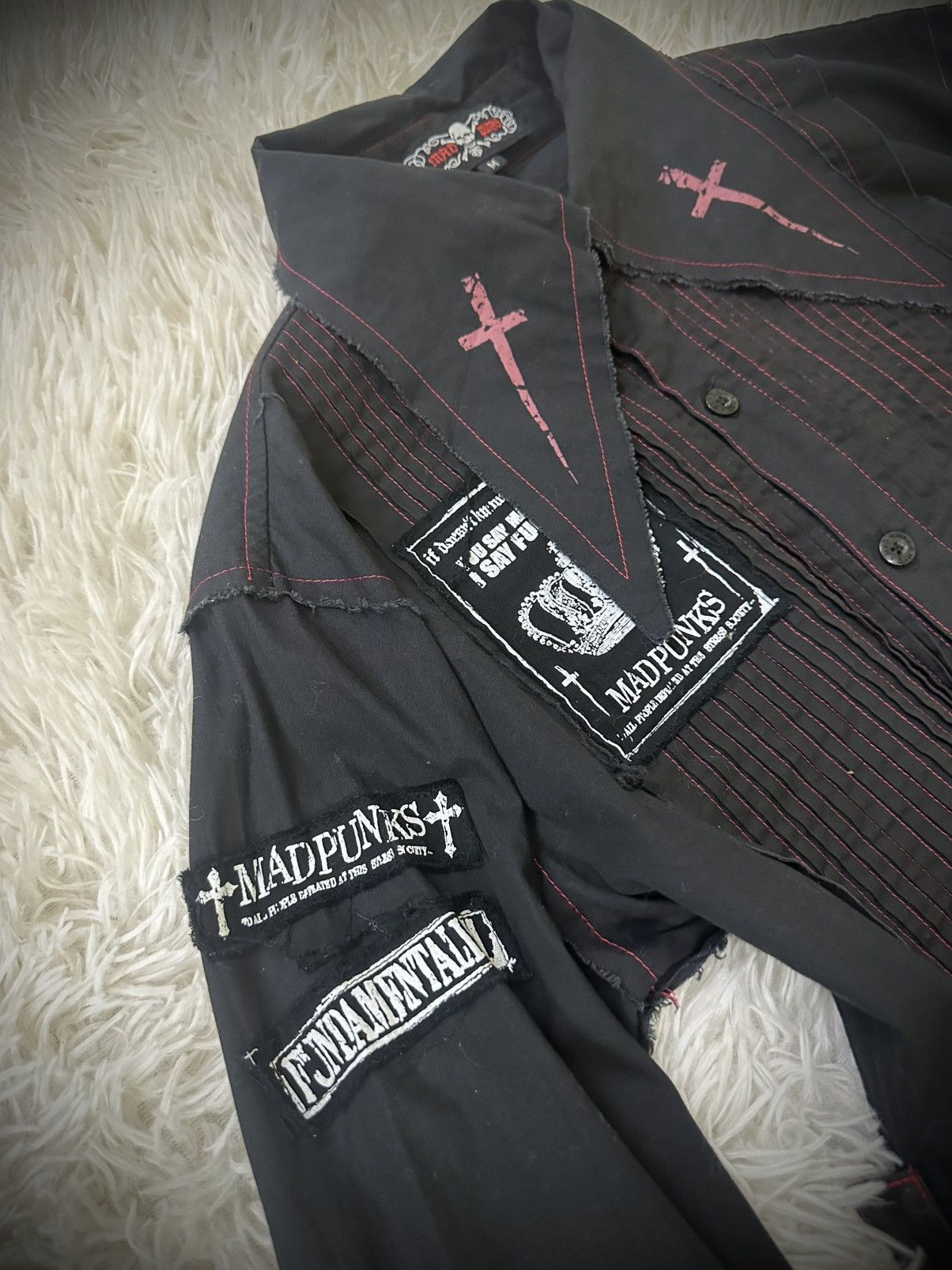 KMRii rare 2000s japanese brand MAD PUNK lace up linen vkei linen Size US M / EU 48-50 / 2 - 5 Thumbnail