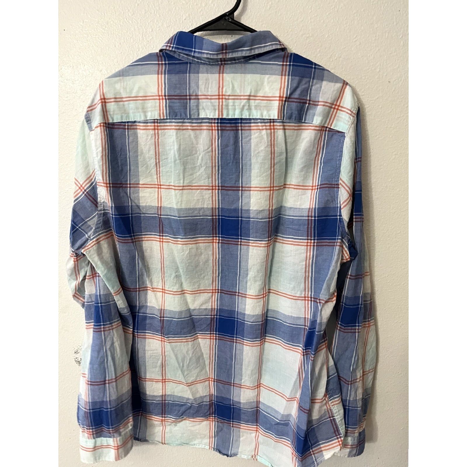 H&M H&M Button-Down Dress Shirt Long Sleeve Plaid Blue White L Slim Mens Shirt Adult Large Blue Plaid H&M Shirt Mens Size 42R - 3 Thumbnail