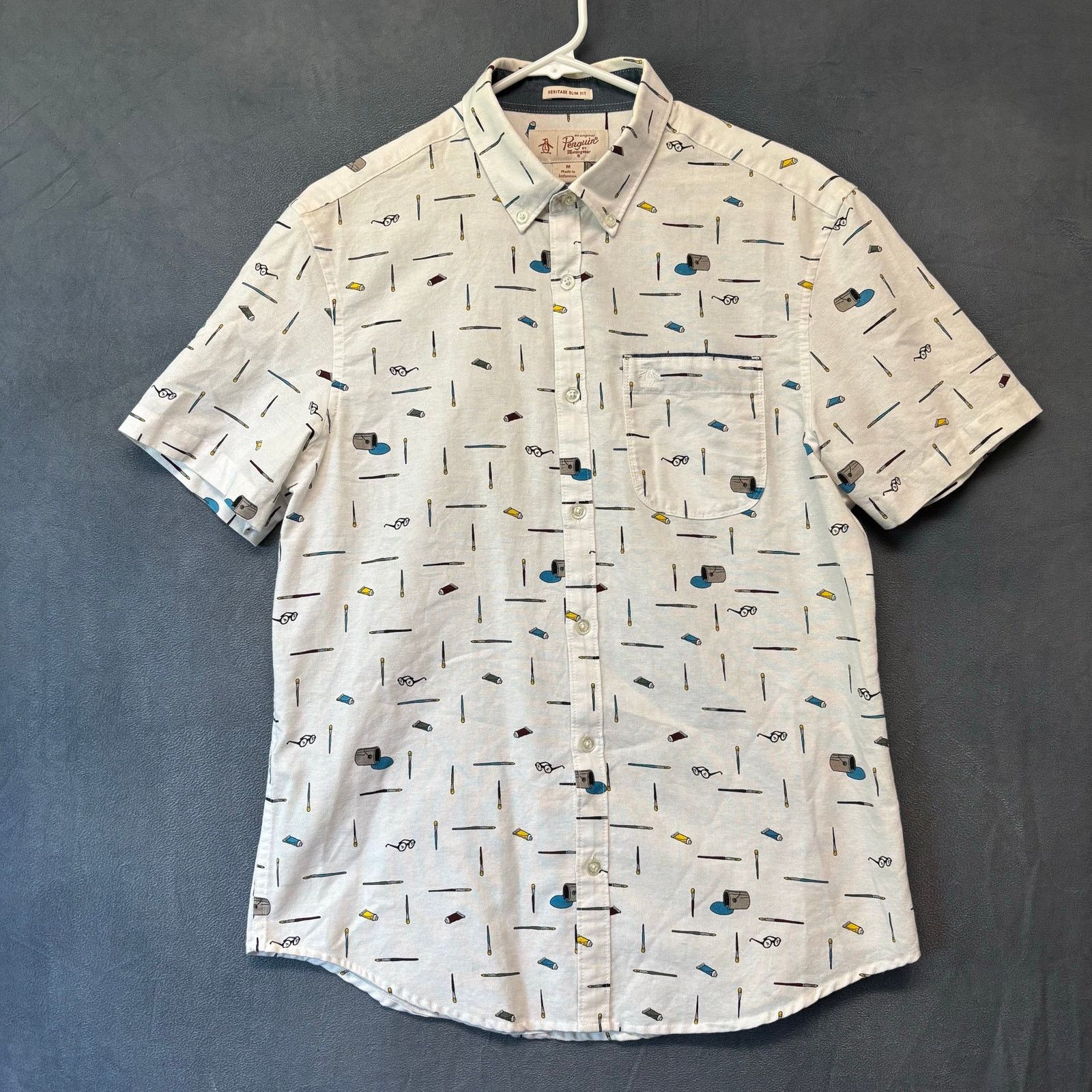 Other Penguin Heritage Slim Fit Shirt Knit Glasses Paint Brushes Size US M / EU 48-50 / 2 - 1 Thumbnail