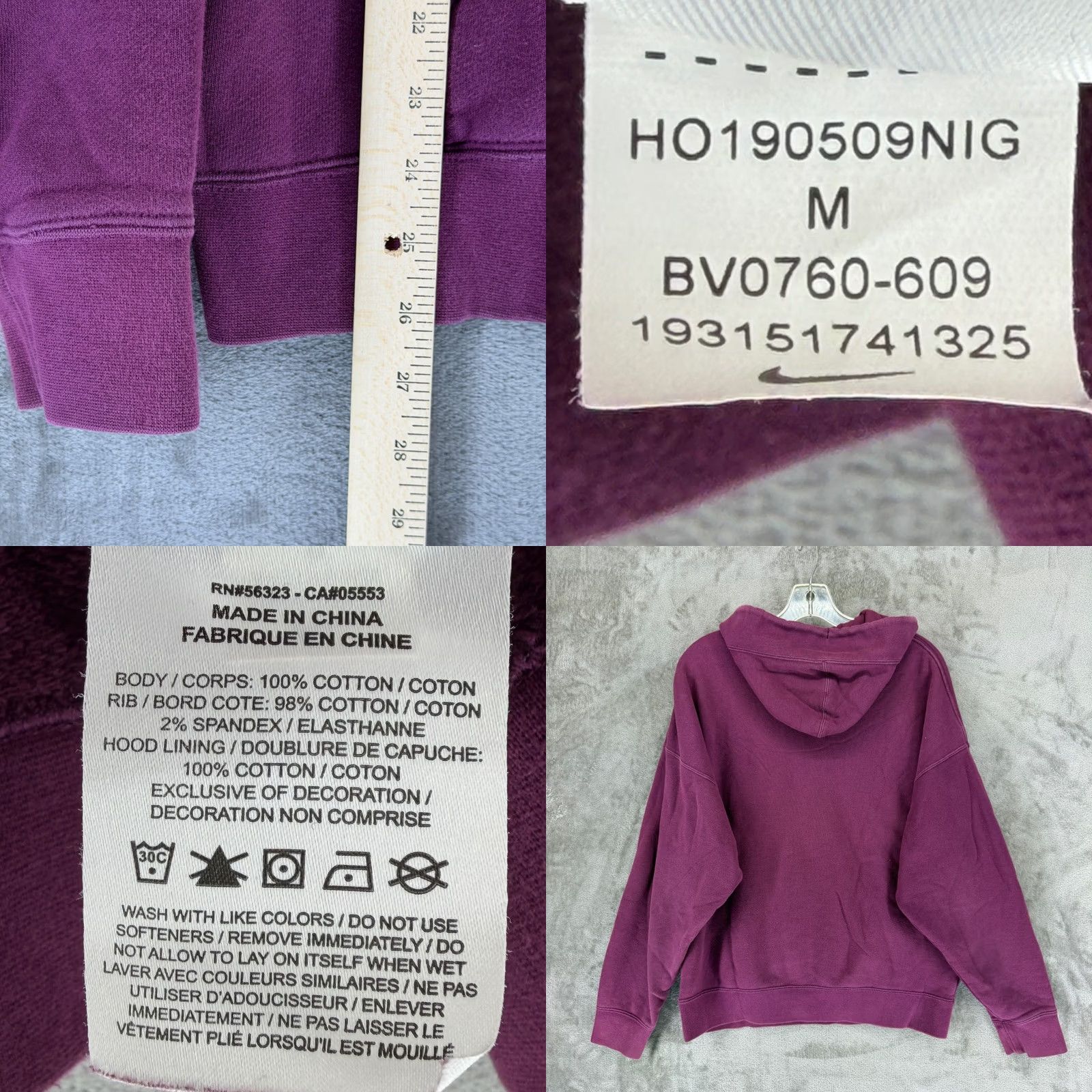 Nike Nike Court Heritage Fleece Hoodie Mens Medium Sangria Purple BV0760-609 Size US M / EU 48-50 / 2 - 8 Thumbnail