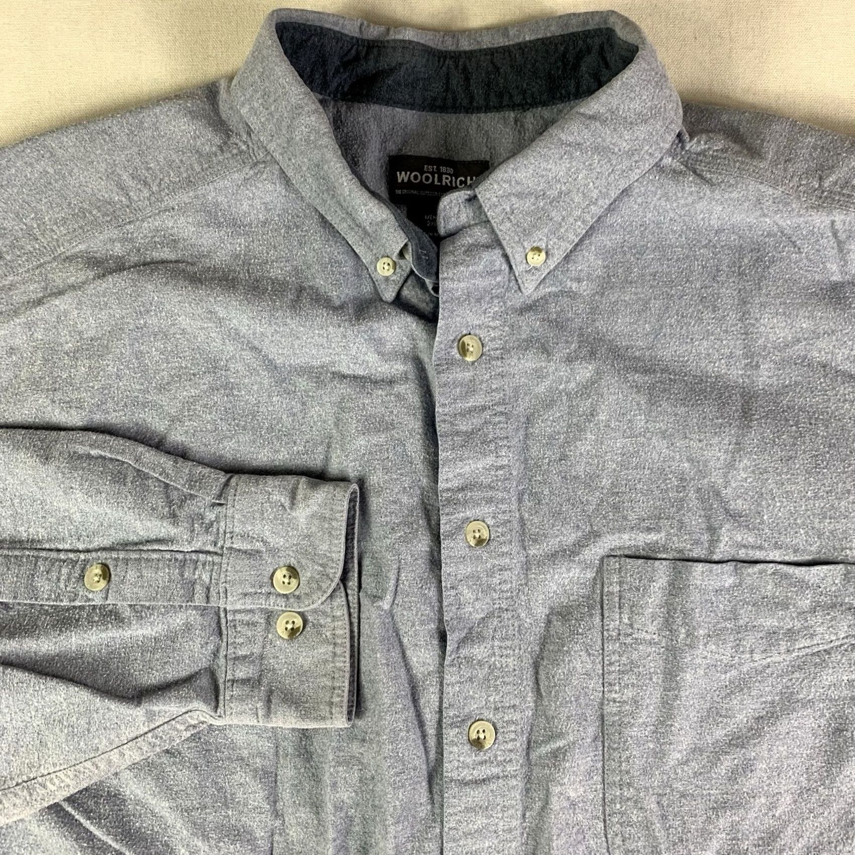Vintage VINTAGE Woolrich Shirt Men 2XL Blue 100% Cotton Button-Up Casual Outdoor Modern Size US XXL / EU 58 / 5 - 2 Thumbnail