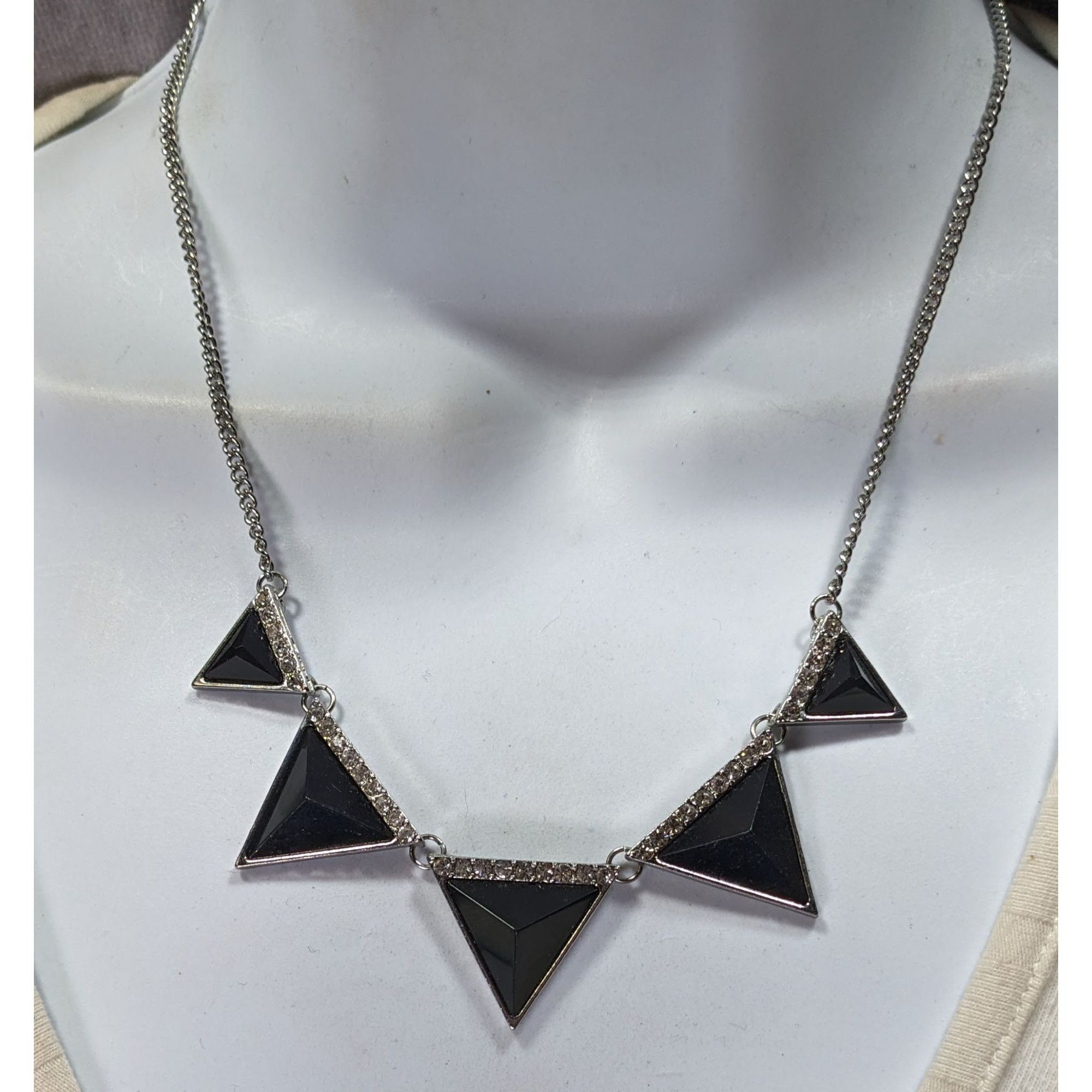 Other Geometric Black Triangle Necklace With Rhinestone Accents Size ONE SIZE - 4 Thumbnail