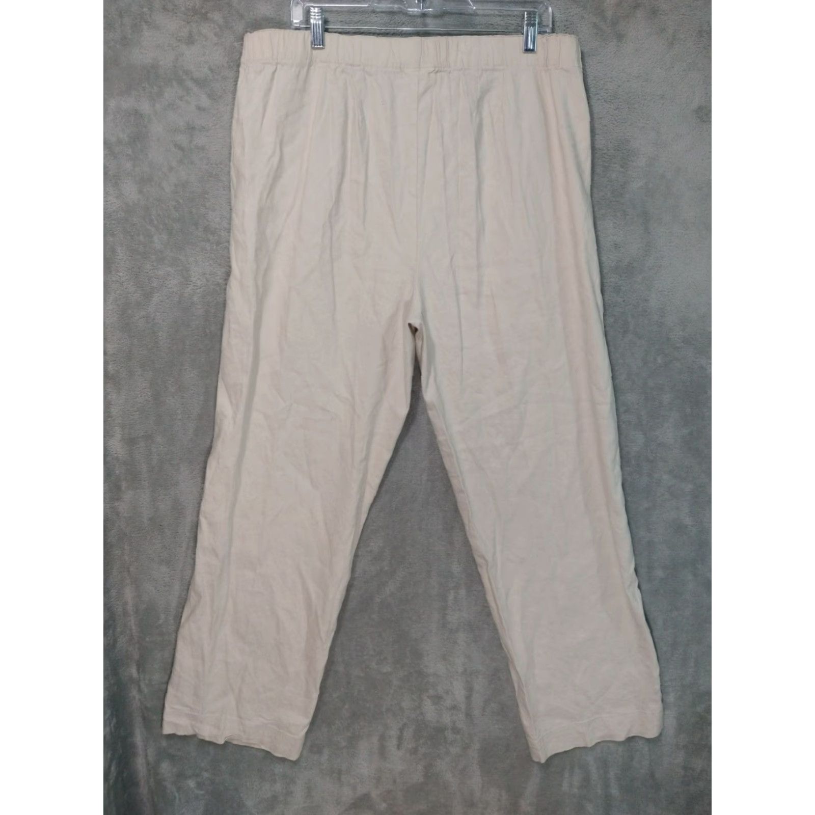 J. Jill J Jill Pants Womens 18 Beige Linen Blend Stretch Straight Leg Beachy Coastal Size 40" / US 18 - 2 Thumbnail