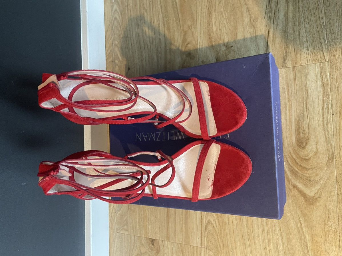 Stuart Weitzman Stuart Weitzman Red Suede Strappey Stilettos 4inch Heel Size US 11 / IT 41 - 5 Thumbnail