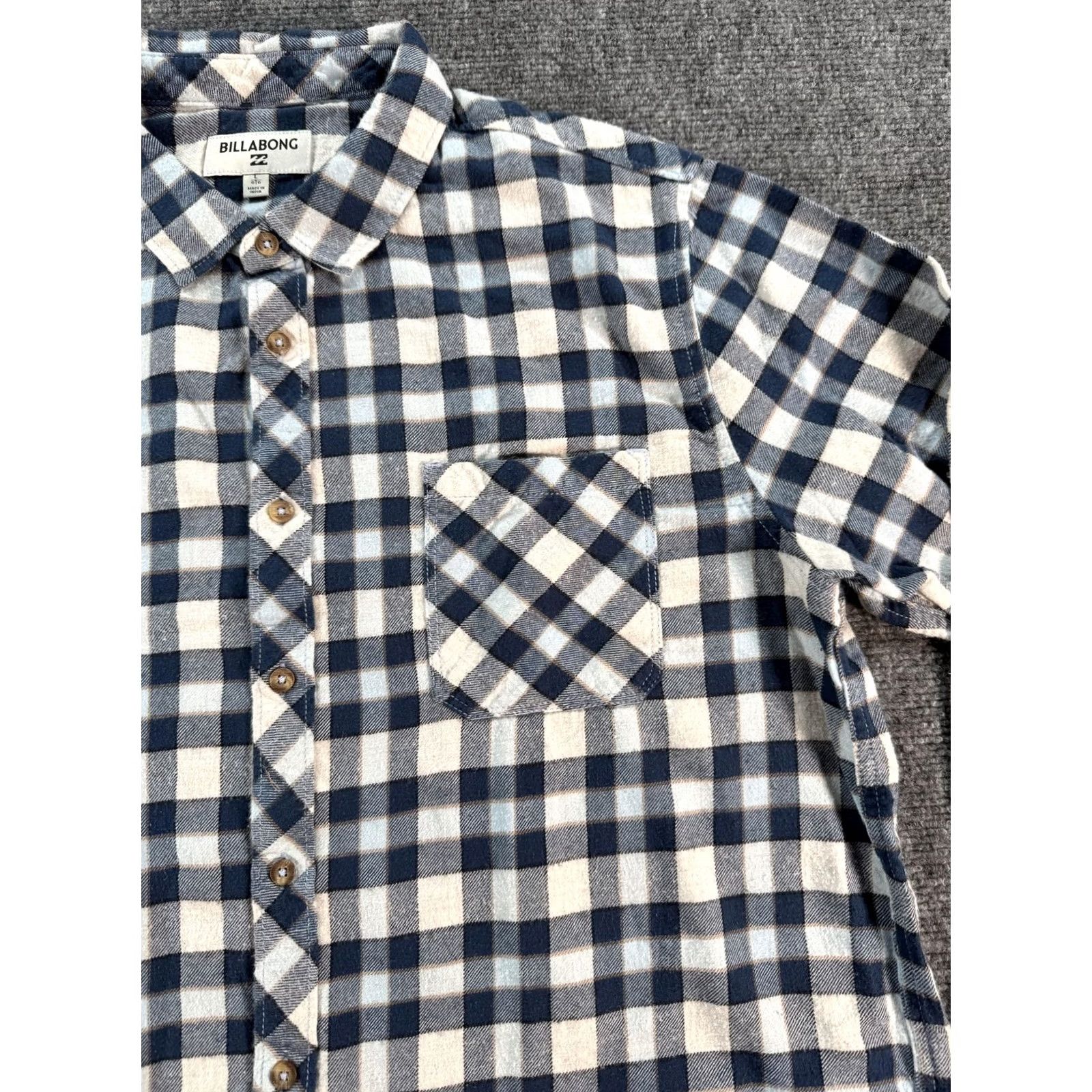 Billabong Billabong Mens Large Blue Plaid Flannel Button Shirt - Regular Fit Size US L / EU 52-54 / 3 - 3 Thumbnail
