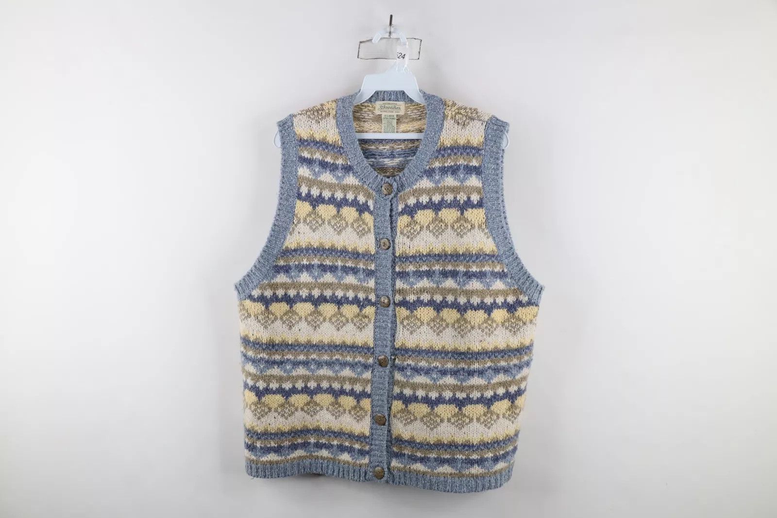 Vintage Vintage 90s Streetwear Fair Isle Knit Cardigan Sweater Vest Size XL / US 12-14 / IT 48-50 - 1 Thumbnail